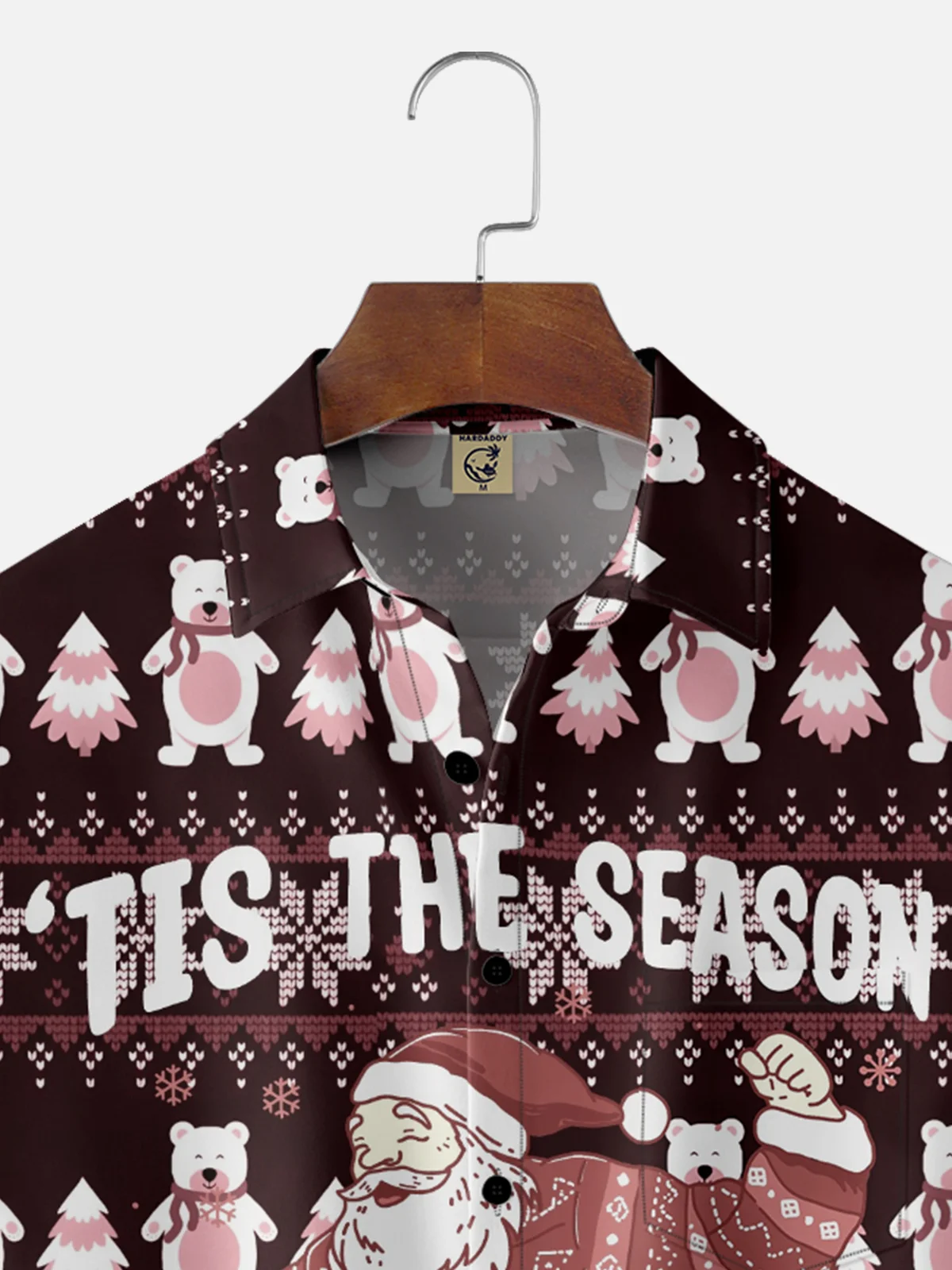Hardaddy x Kimprut Imut Moisture Wicking Fun Text Dancing Santa Chest Pocket Hawaiian Shirt