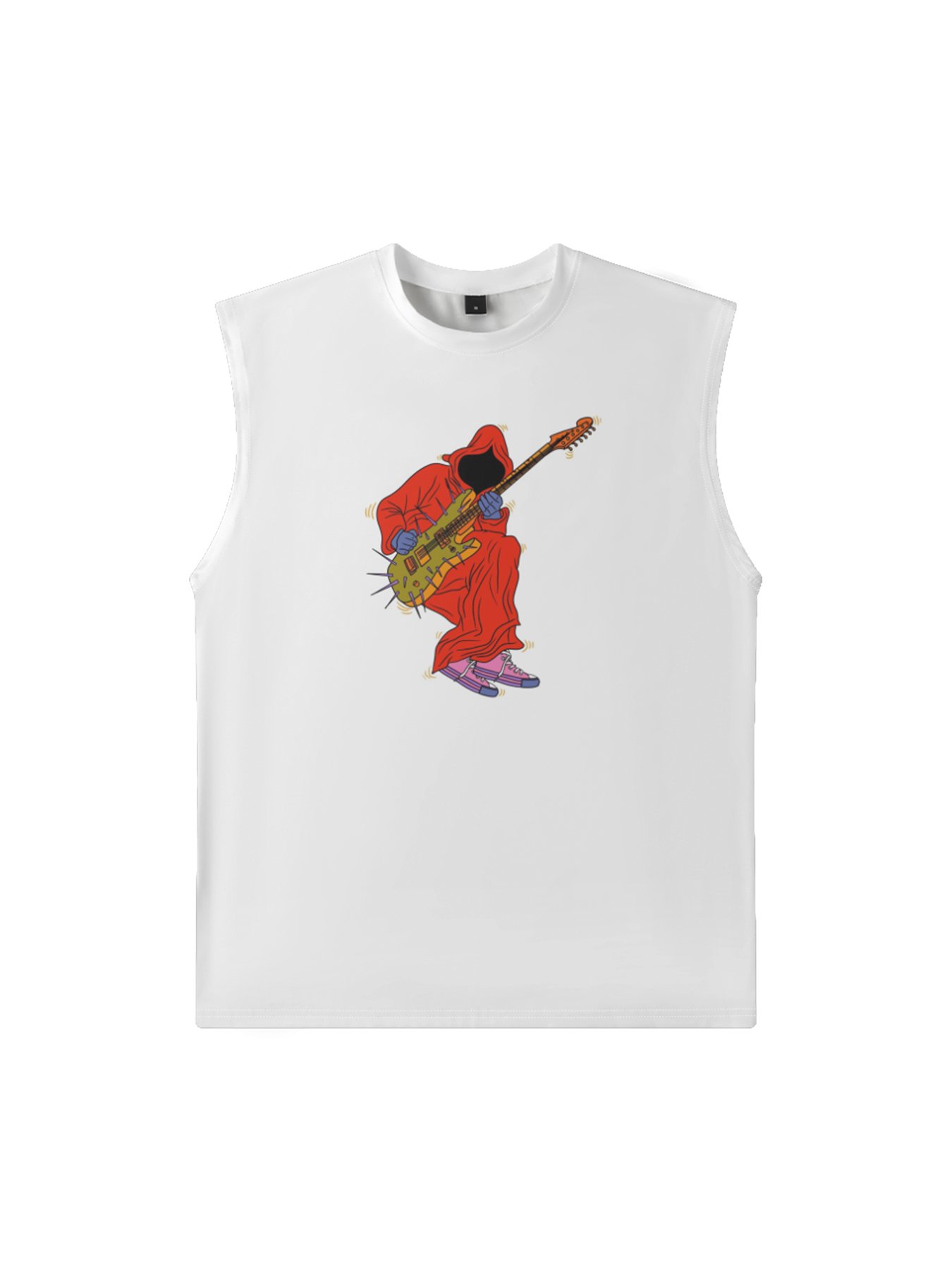 Hardaddy X Artist Janet Johnson Mens Crewneck Tank Tops Ghost Playing Guitar Beach Sleeveless Shirt