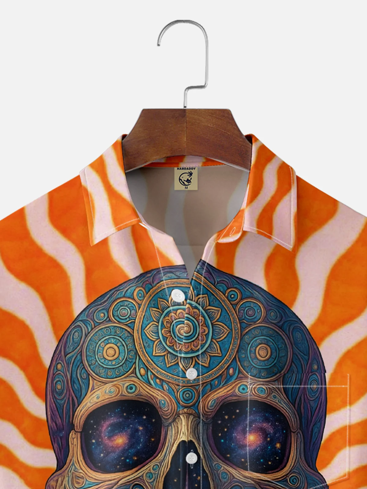 Hardaddy x Yunus Appak Moisture Wicking Artistic Abstract Skull Geometric Chest Pocket Hawaiian Shirt