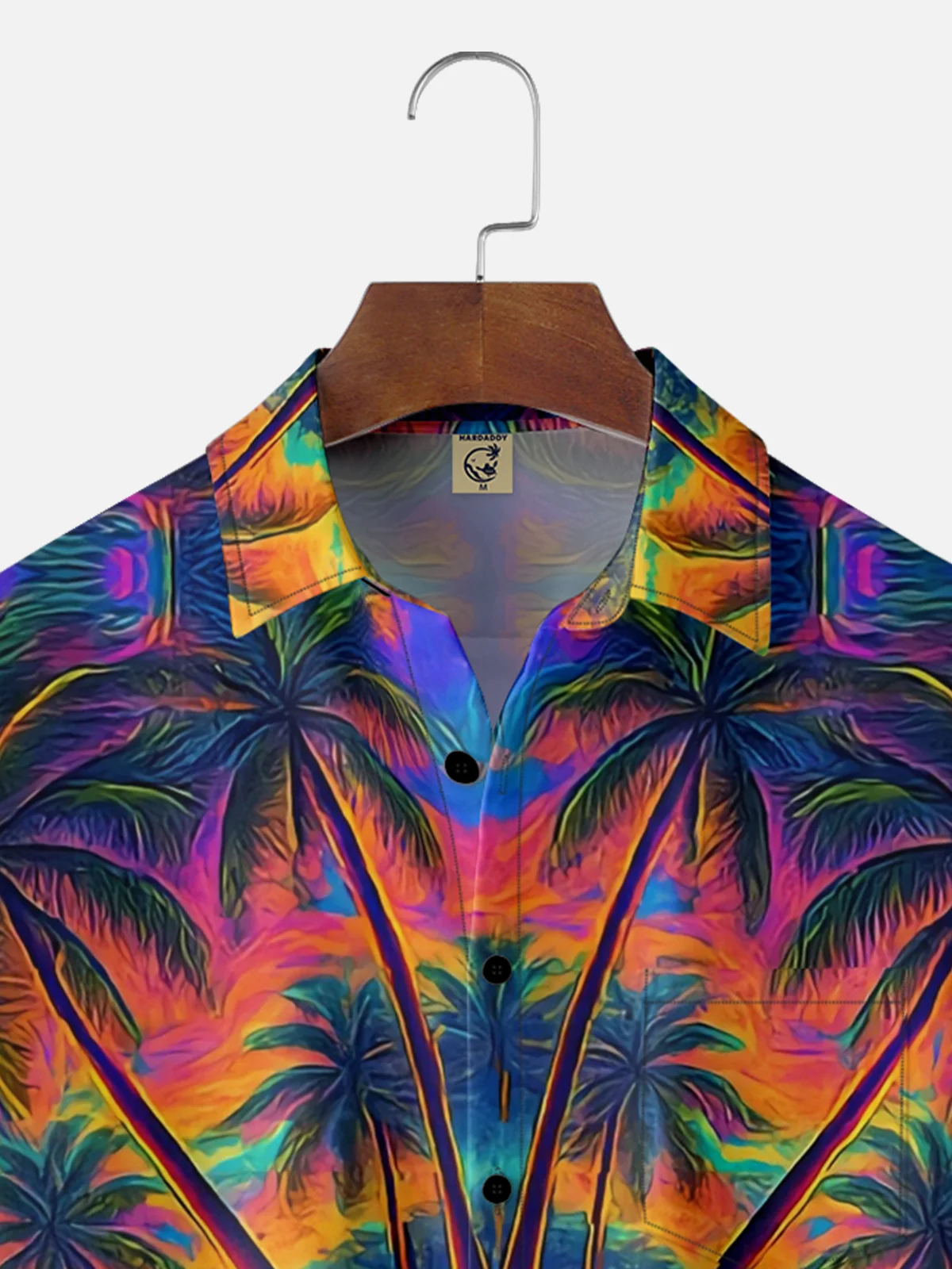 Hardaddy x Yunus Appak Moisture Wicking Artistic Ombre Coconut Tree Beach Chest Pocket Hawaiian Shirt