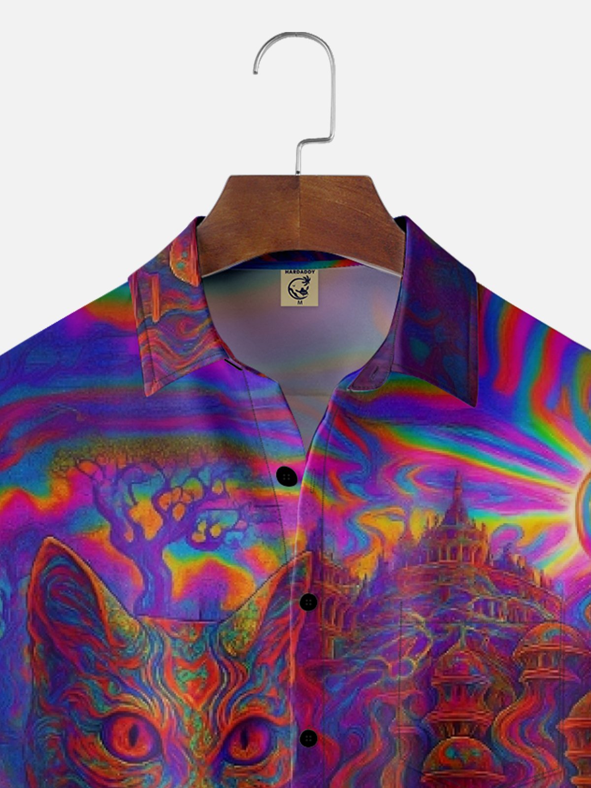 Hardaddy x Yunus Appak Moisture-wicking Wizard Cat Art Chest Pocket Casual Shirt