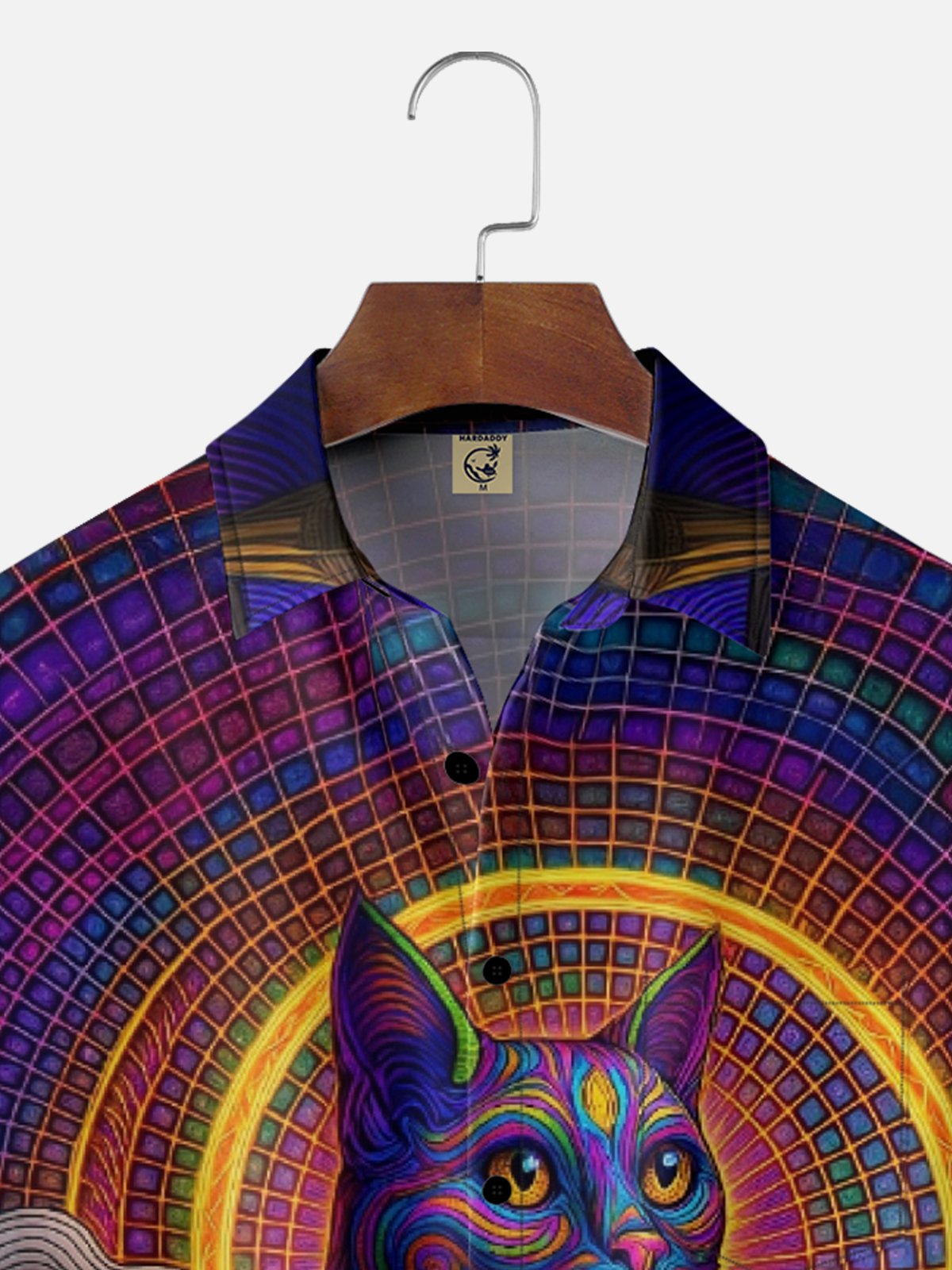 Hardaddy x Yunus Appak Moisture Wicking Art Ombre Color Block Cat Chest Pocket Hawaiian Shirt