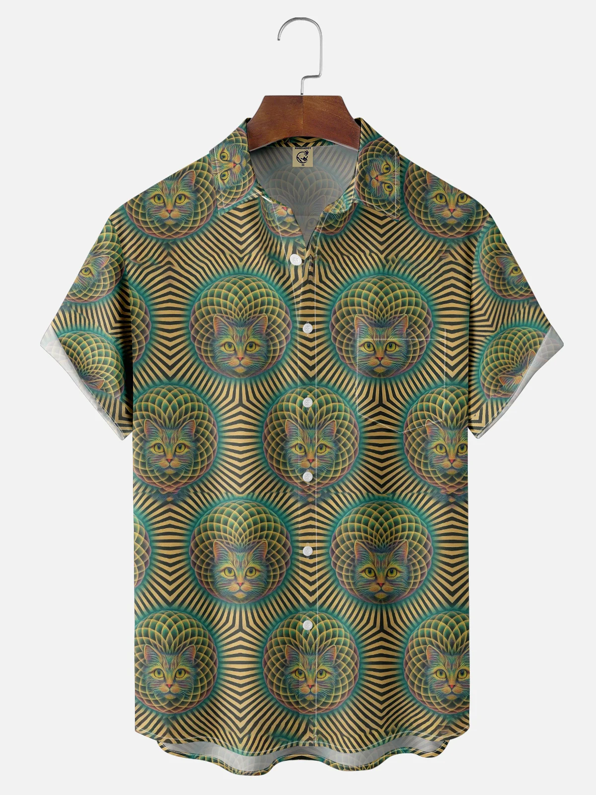 Hardaddy x Yunus Appak Moisture-wicking Magic Cat Art Chest Pocket Casual Shirt