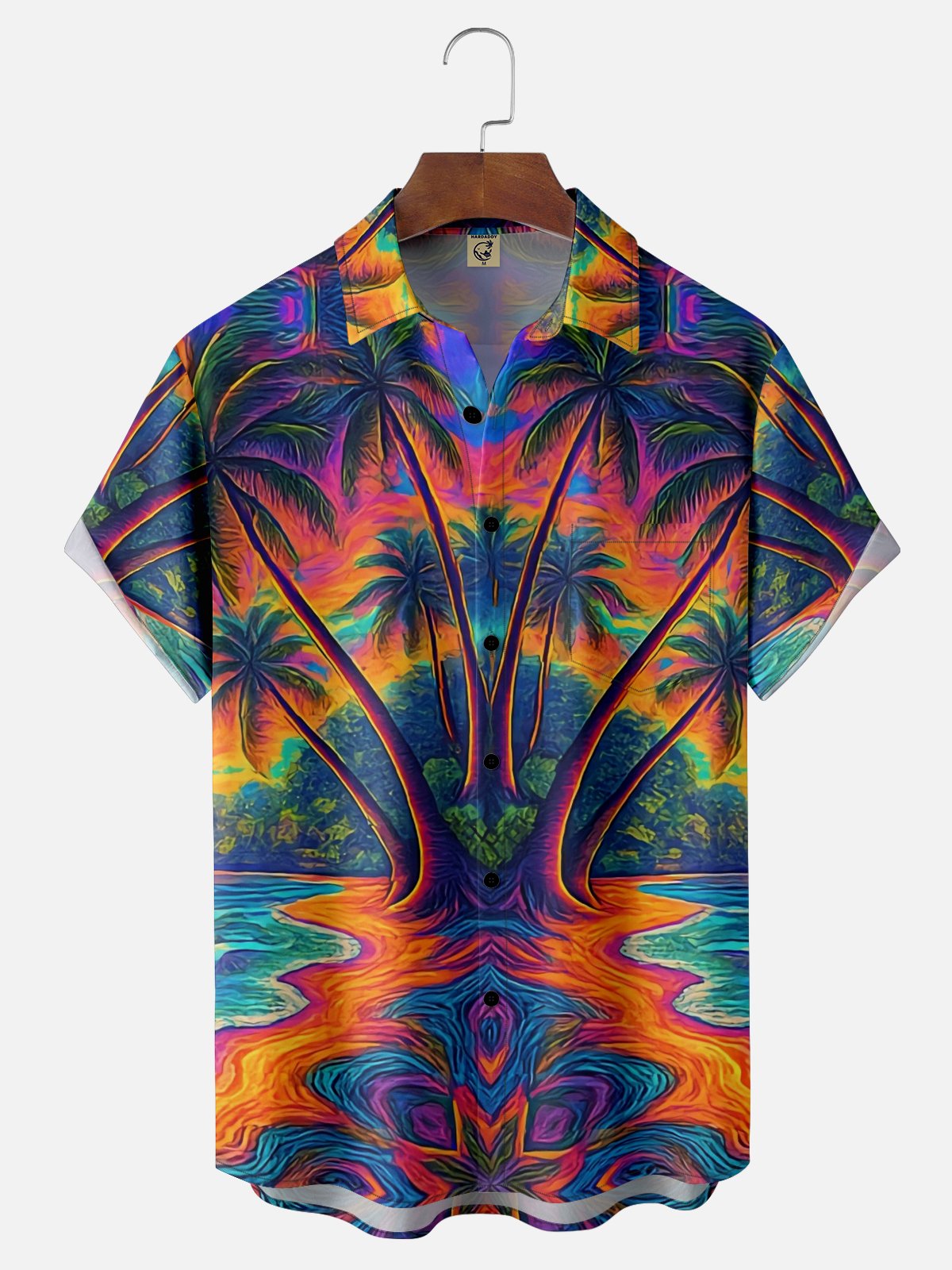 Hardaddy x Yunus Appak Moisture Wicking Artistic Ombre Coconut Tree Beach Chest Pocket Hawaiian Shirt