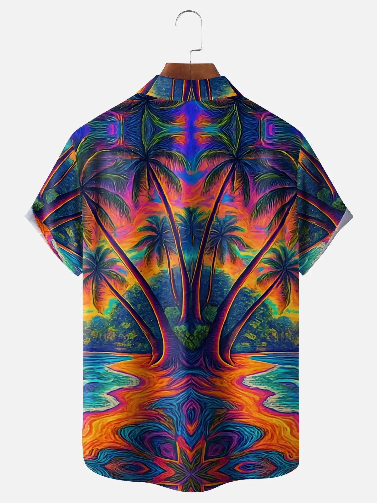 Hardaddy x Yunus Appak Moisture Wicking Artistic Ombre Coconut Tree Beach Chest Pocket Hawaiian Shirt