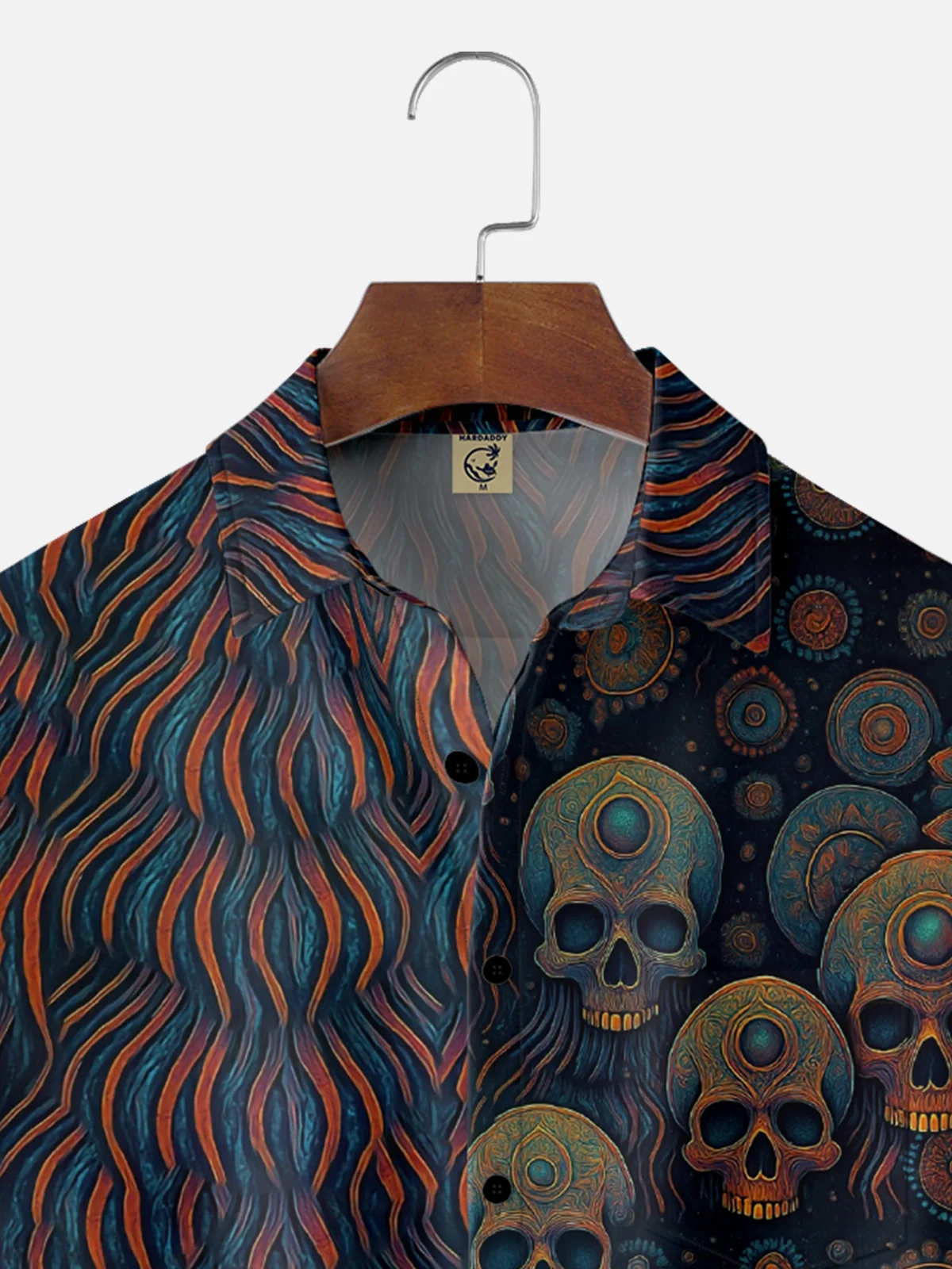 Hardaddy x Yunus Appak Moisture Wicking Artistic Abstract Gradient Skull Chest Pocket Hawaiian Shirt
