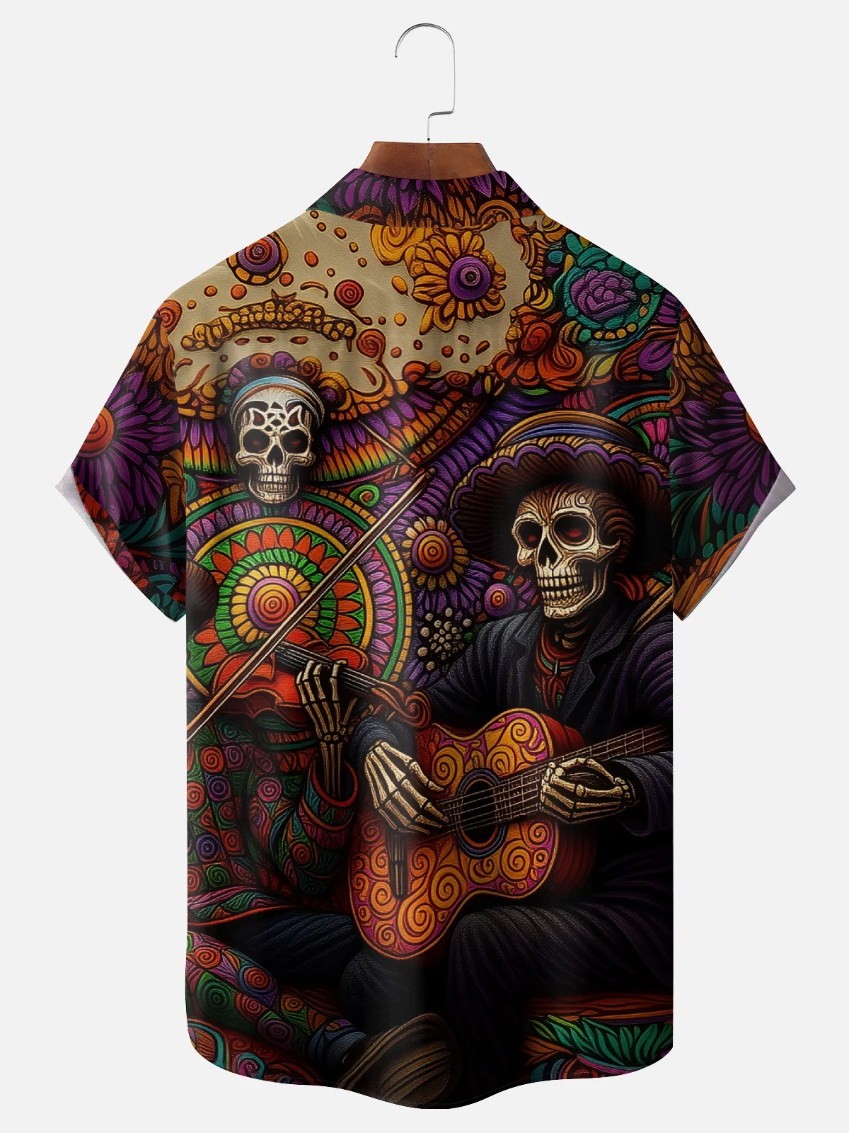 Hardaddy x Yunus Appak Moisture Wicking Art Skull Guitar Rock Chest Pocket Hawaiian Shirt