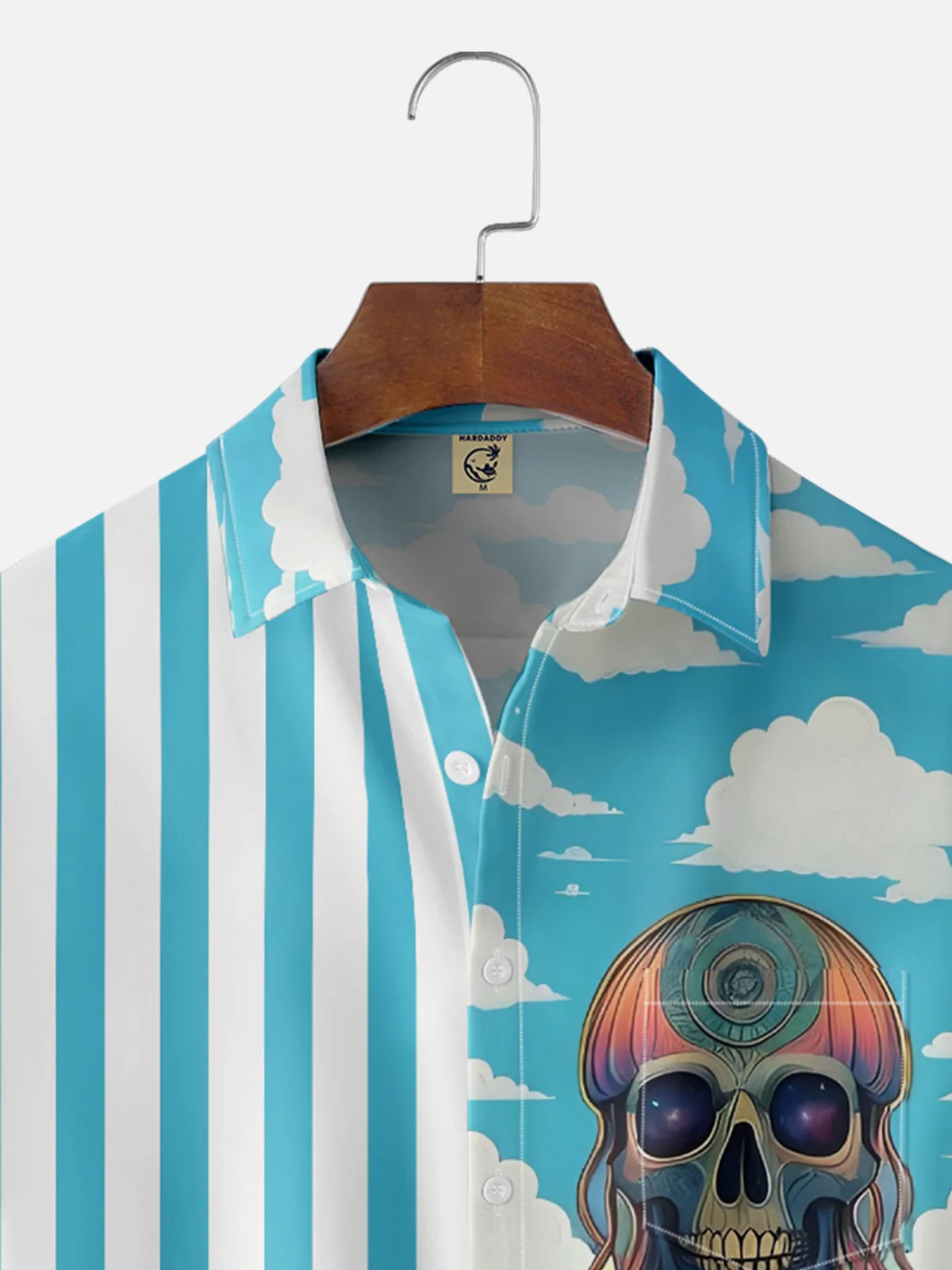 Hardaddy x Yunus Appak Moisture Wicking Artistic Abstract Skull Cloud Chest Pocket Hawaiian Shirt