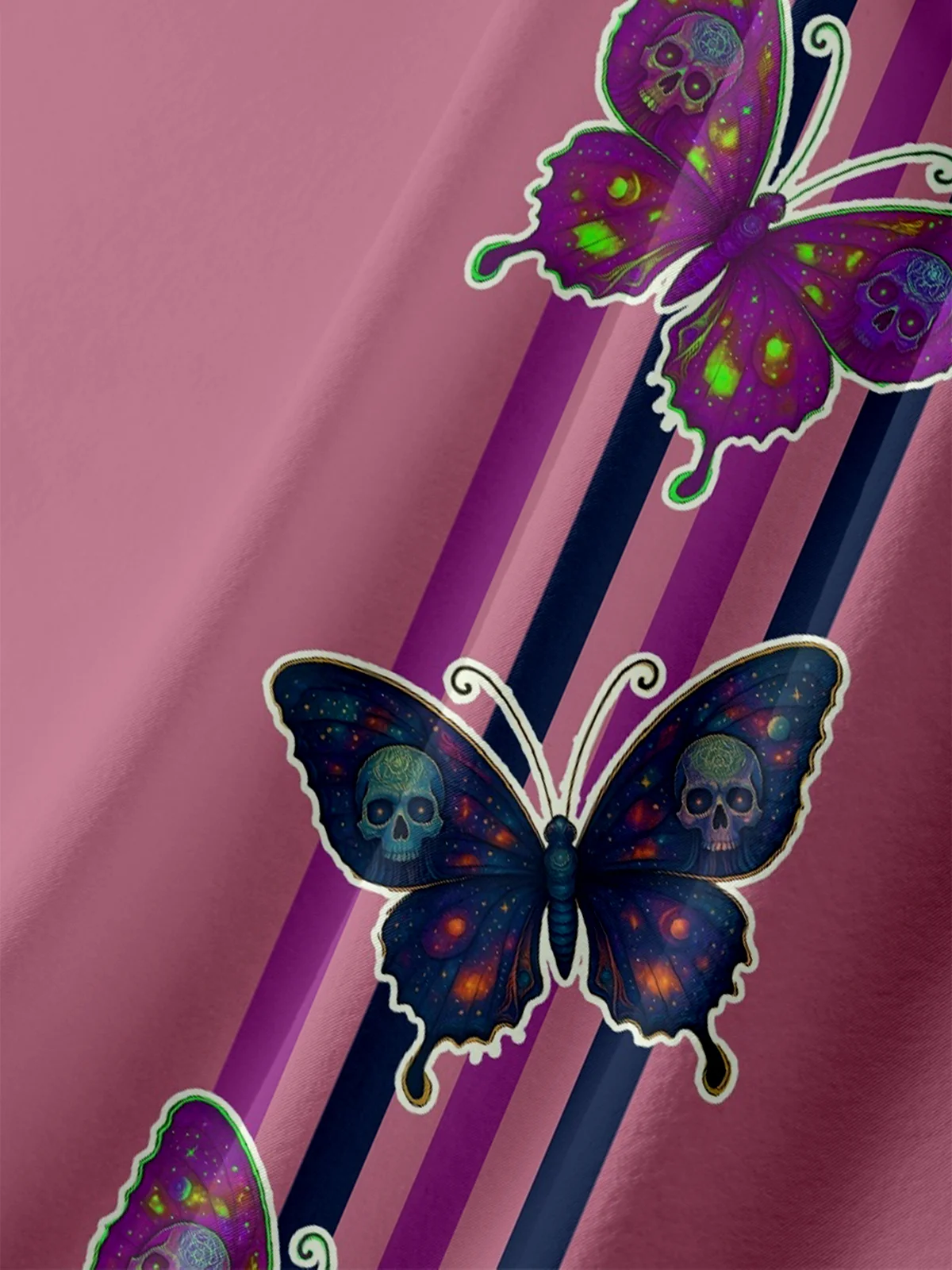 Hardaddy x Yunus Appak Moisture Wicking Art Abstract Skull Rose Butterfly Chest Pocket Hawaiian Shirt