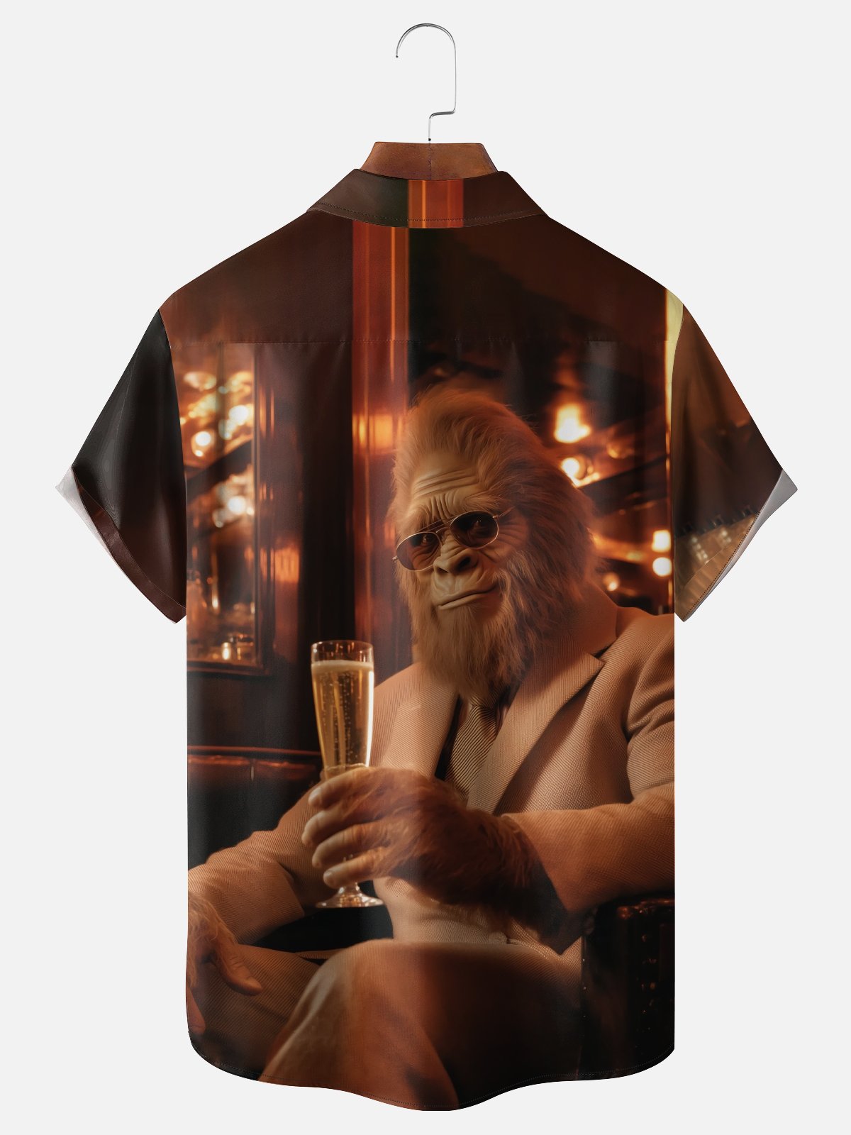 Moisture-wicking Elegant Bigfoot Fun Chest Pocket Hawaiian Shirt