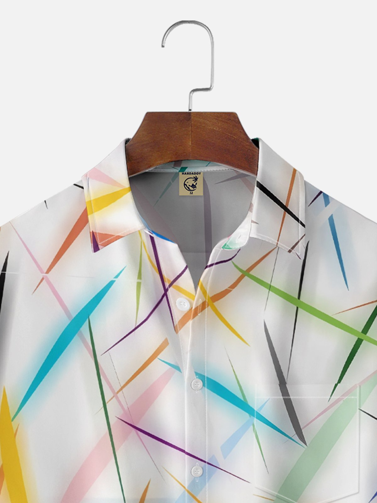 Moisture-wicking Abstract Art Print Chest Pocket Casual Shirt