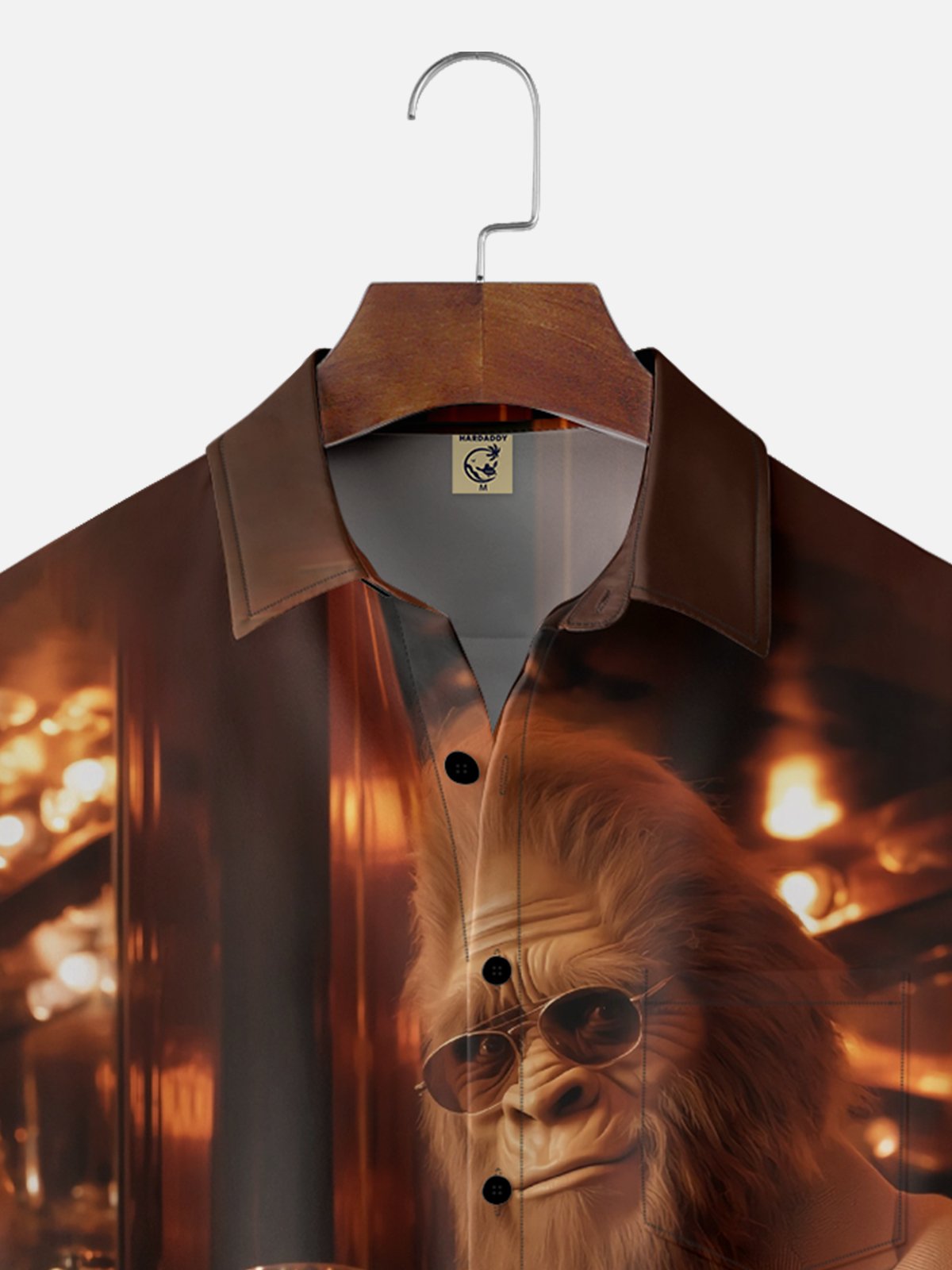 Moisture-wicking Elegant Bigfoot Fun Chest Pocket Hawaiian Shirt