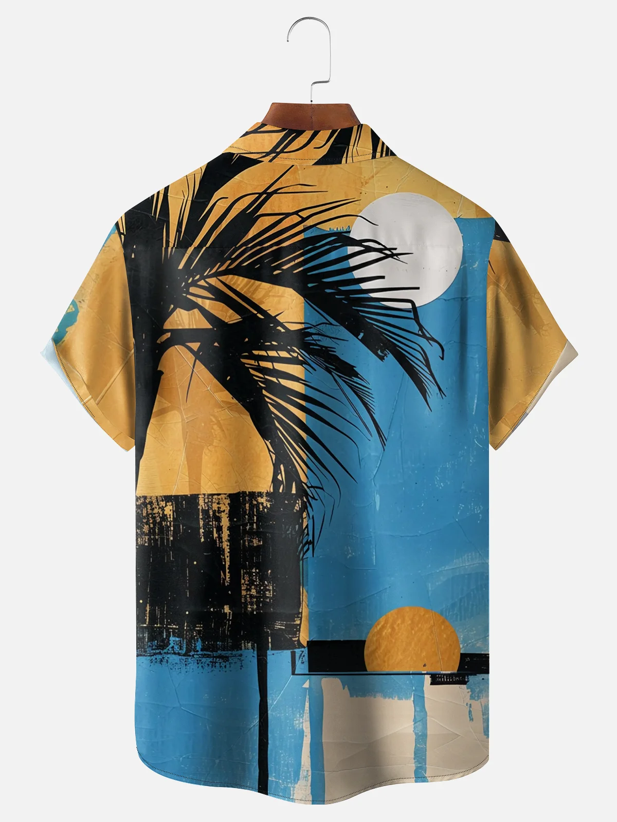 Moisture-wicking Palm Tree Abstract Art Chest Pocket Hawaiian Shirt