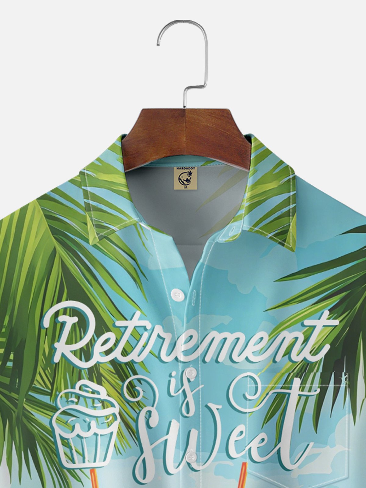 Moisture-wicking Palm Tree Retirement is Sweet Chest Pocket Hawaiian Shirt