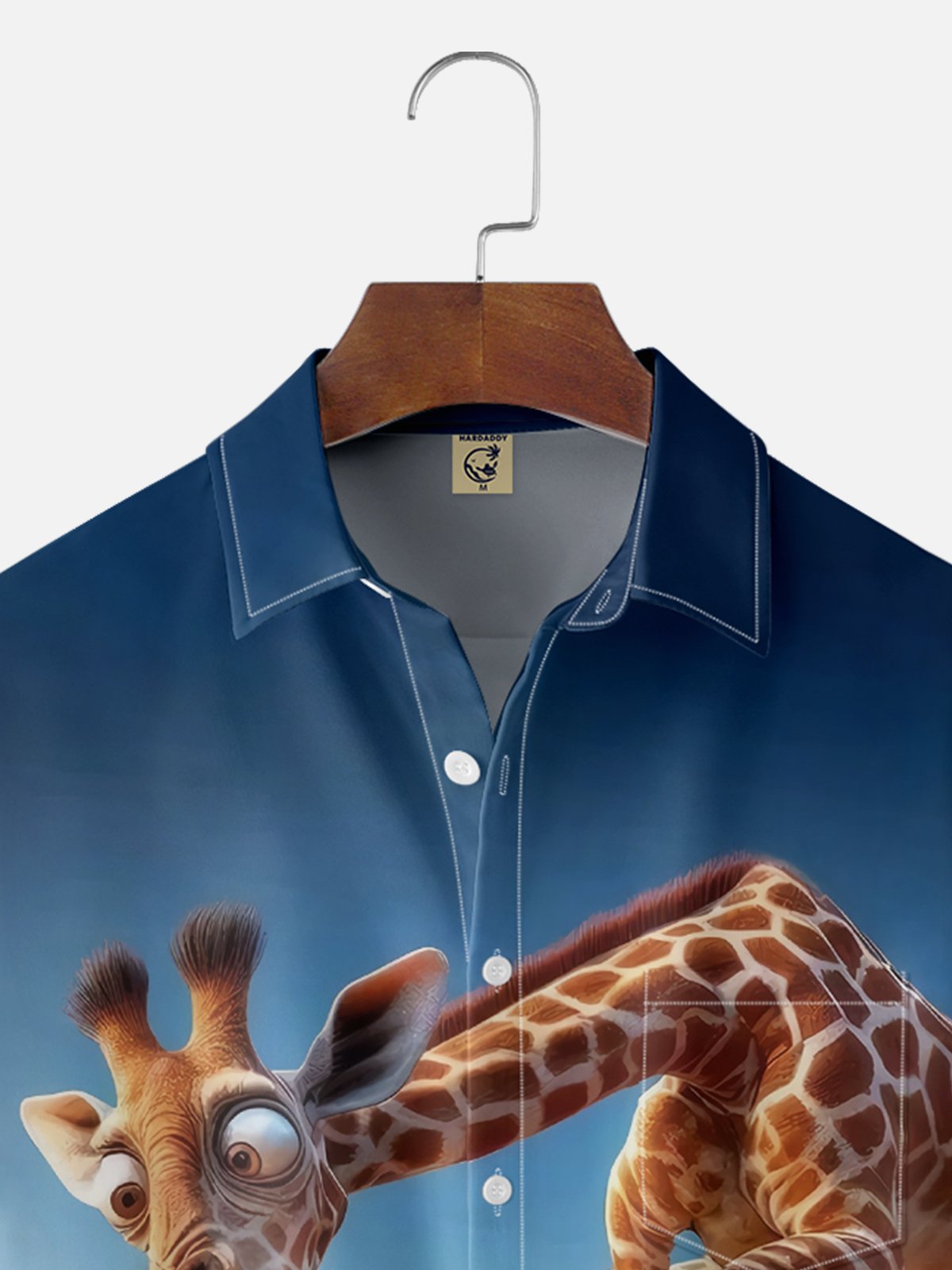 Moisture-wicking Mouse Scared Giraffe Chest Pocket Hawaiian Shirt