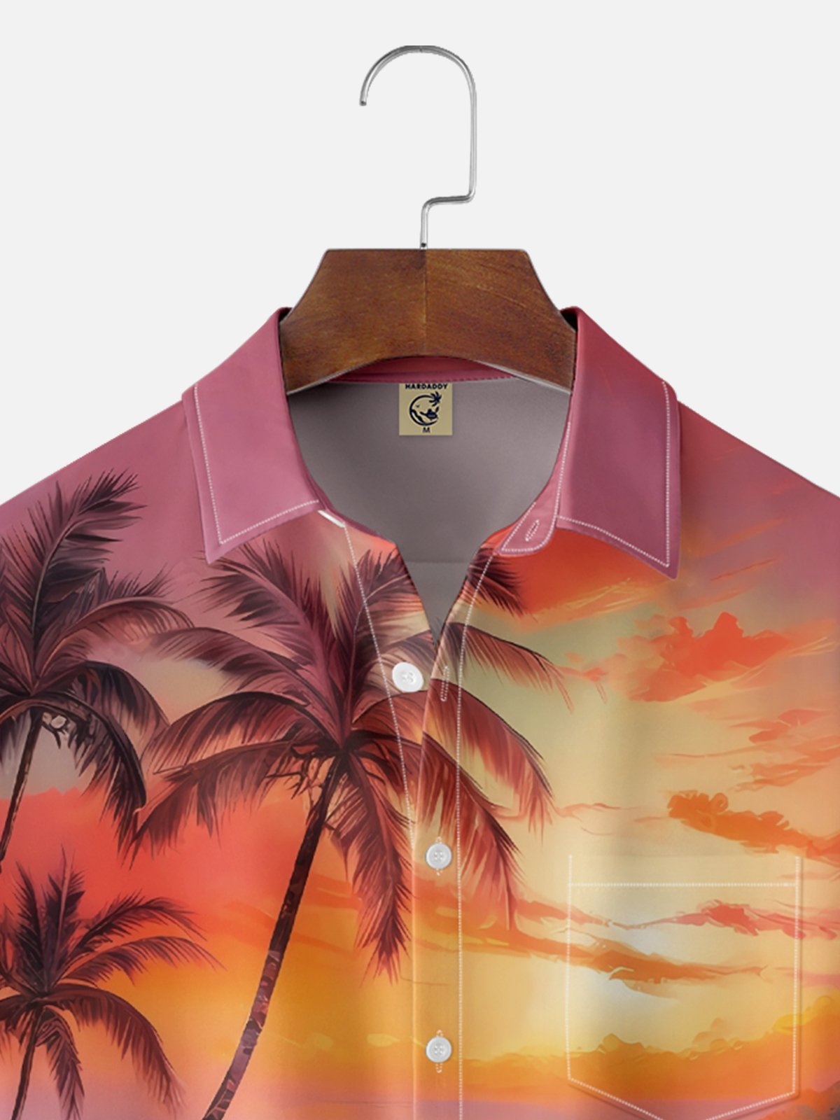 Moisture-wicking Fun Coast Sunset Chest Pocket Hawaiian Shirt