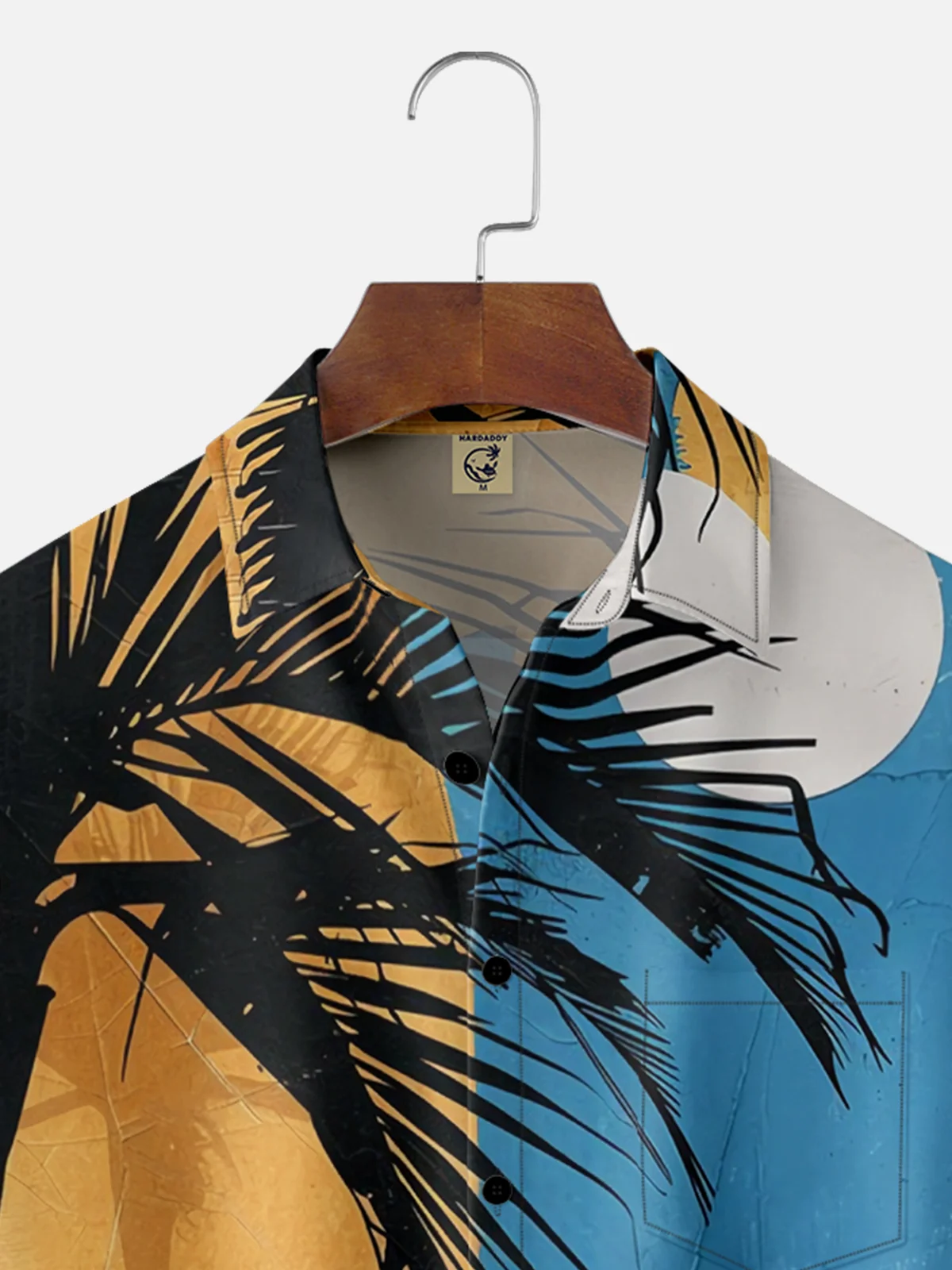 Moisture-wicking Palm Tree Abstract Art Chest Pocket Hawaiian Shirt