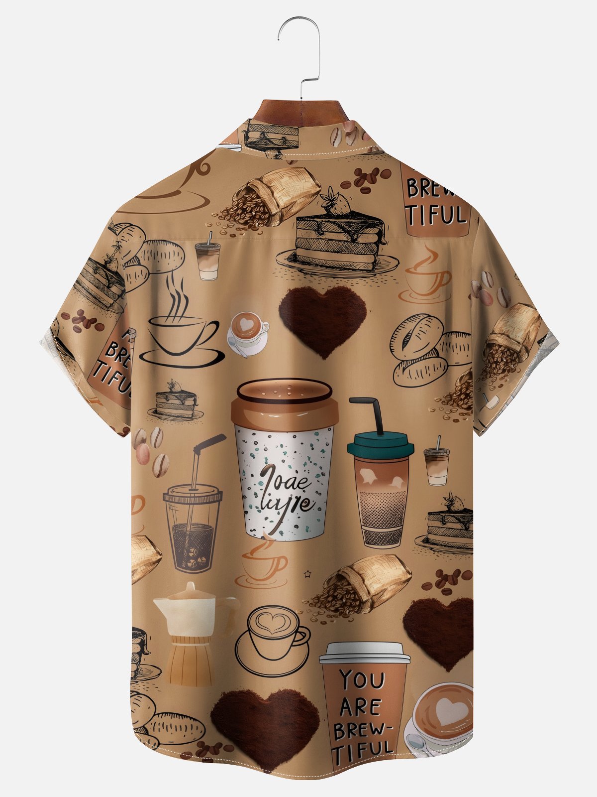 Hardaddy x Kimprut Imut Moisture Wicking Coffee Maker Lettering Cat Chest Pocket Hawaiian Shirt
