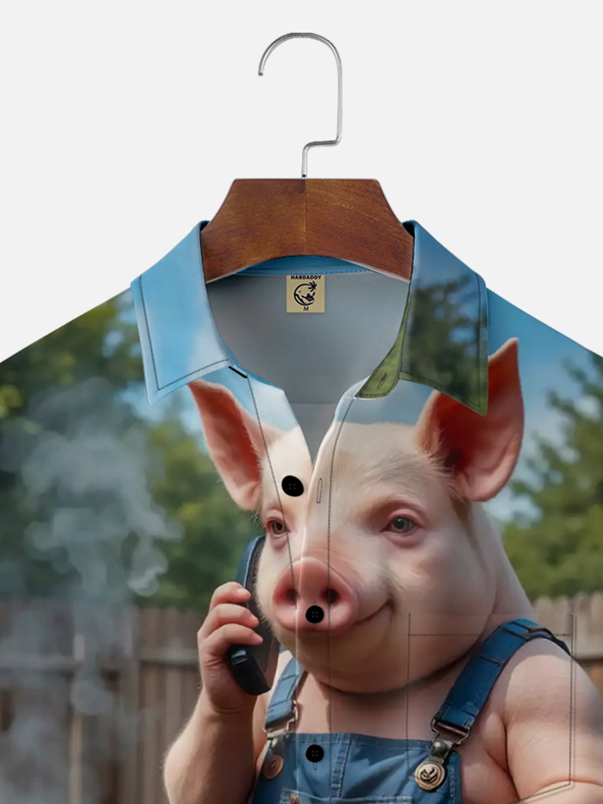 Moisture-wicking BBQ Party Pig Chest Pocket Casual Shirt