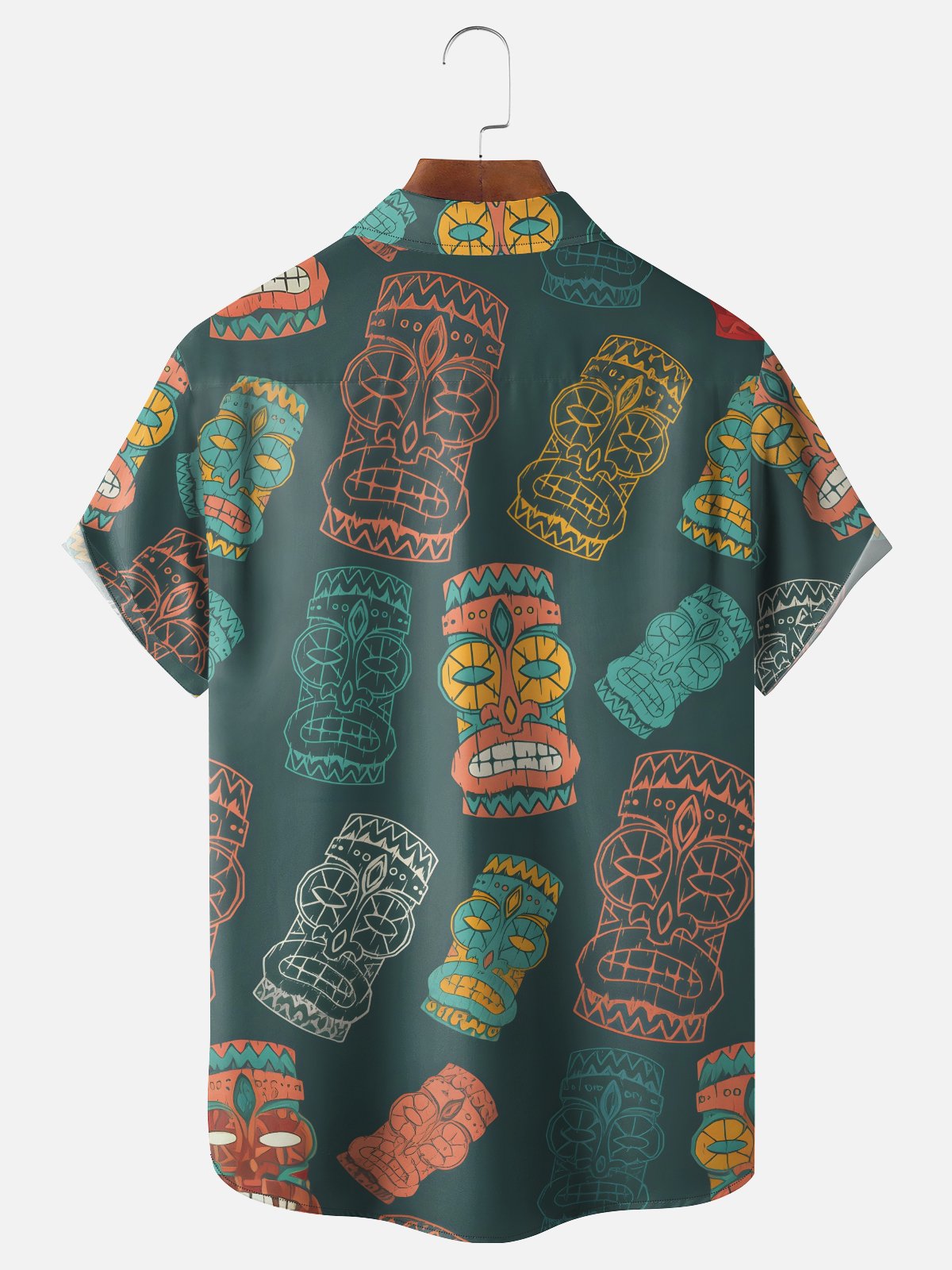 Moisture-wicking Tiki Chest Pocket Hawaiian Shirt