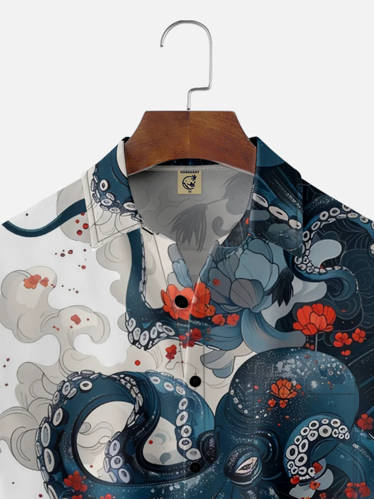 Moisture-wicking Octopus Floral Chest Pocket Hawaiian Shirt