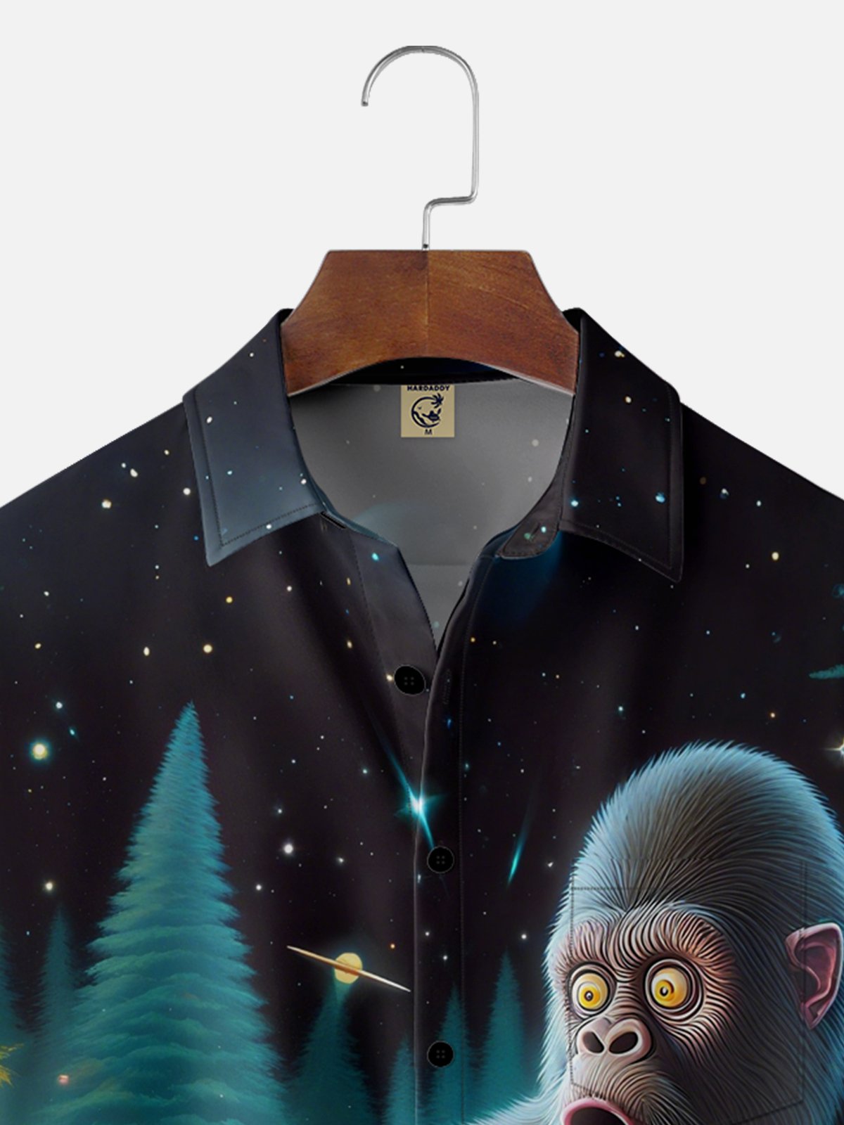 Moisture Wicking Ombre UFO Bigfoot Chest Pocket Hawaiian Shirt