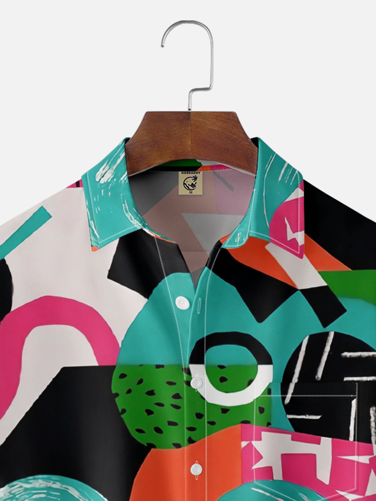 Moisture Wicking Geometric Color Block Chest Pocket Hawaiian Shirt
