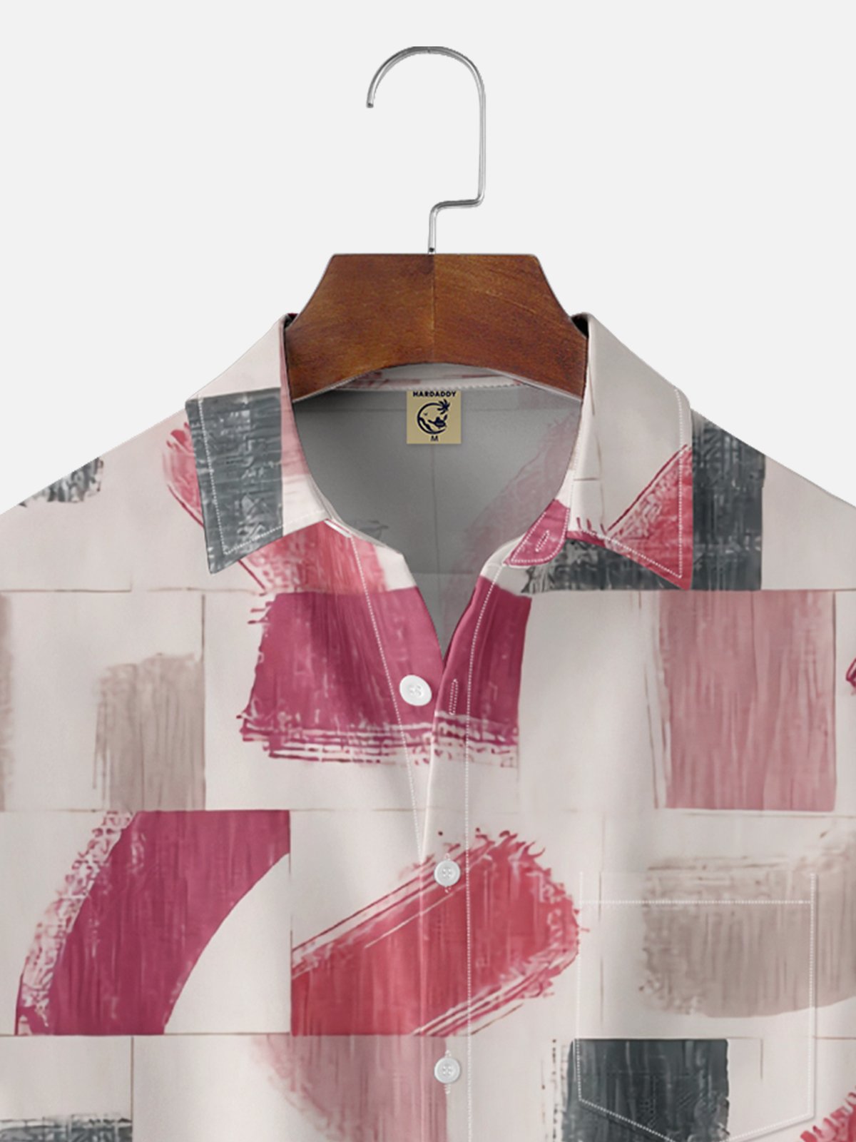 Moisture Wicking Geometric Abstract Painting Chest Pocket Hawaiian Shirt