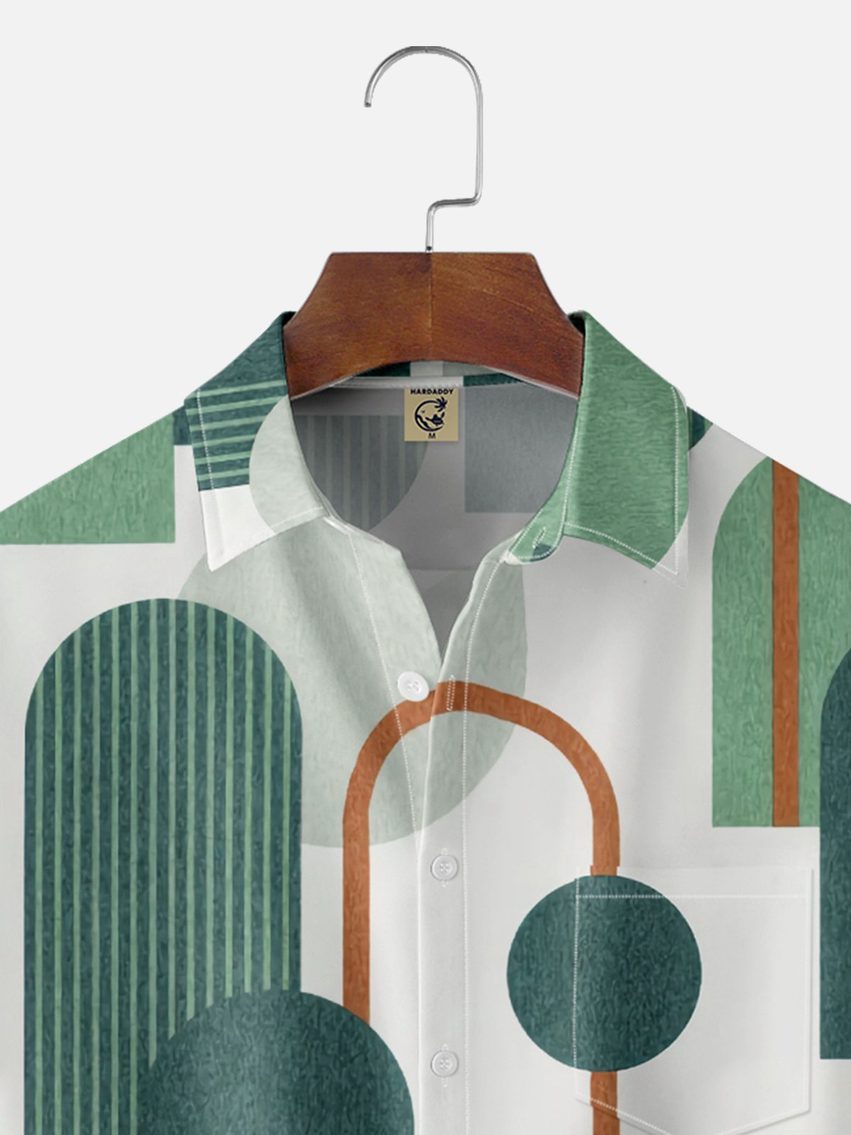 Moisture Wicking Geometric Color Block Chest Pocket Hawaiian Shirt