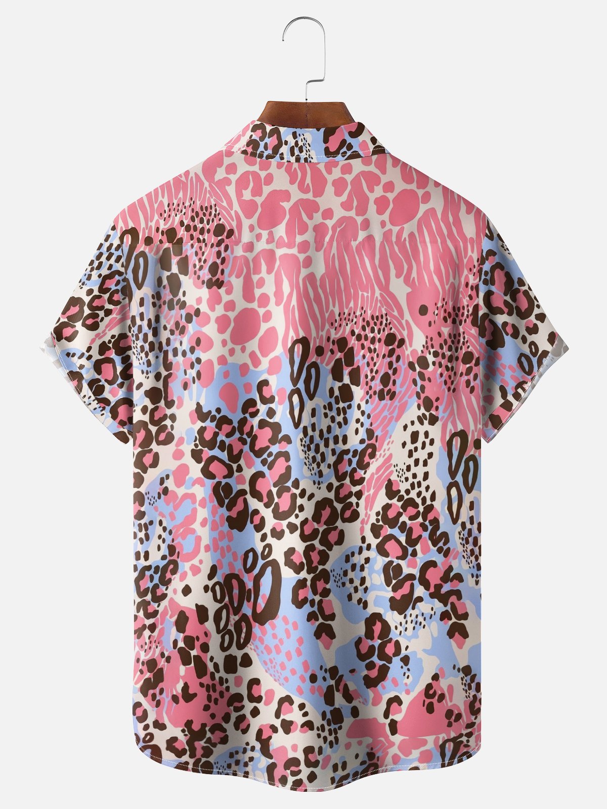 Moisture Wicking Leopard Chest Pocket Hawaiian Shirt