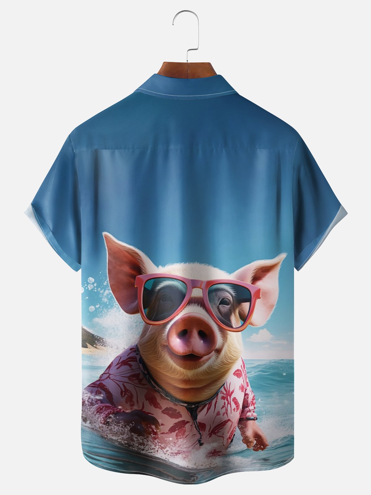 Moisture-Wicking Surf Pig Chest Pocket Hawaiian Shirt