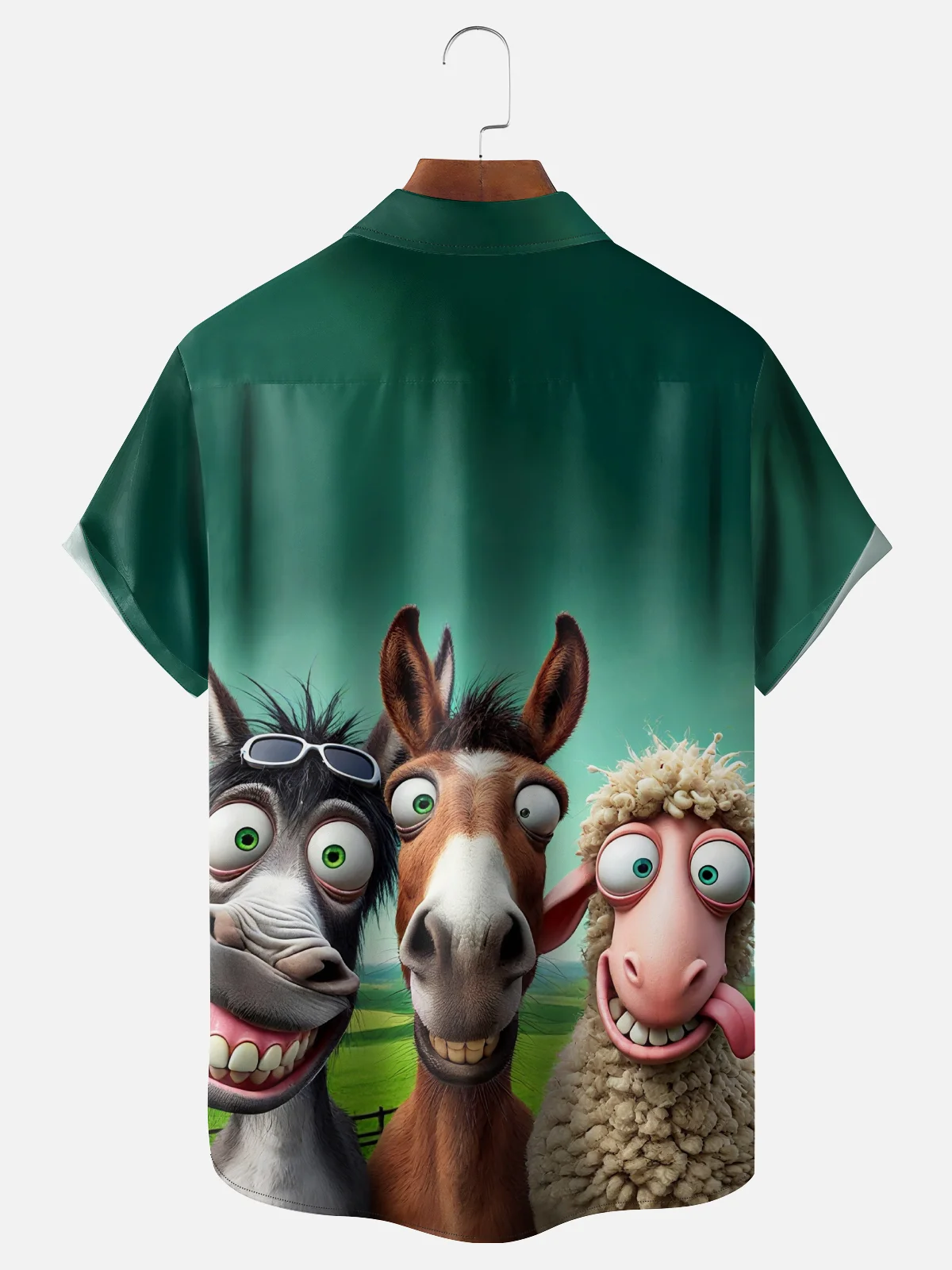 Moisture Wicking Funny Donkey Horse Sheep Chest Pocket Hawaiian Shirt