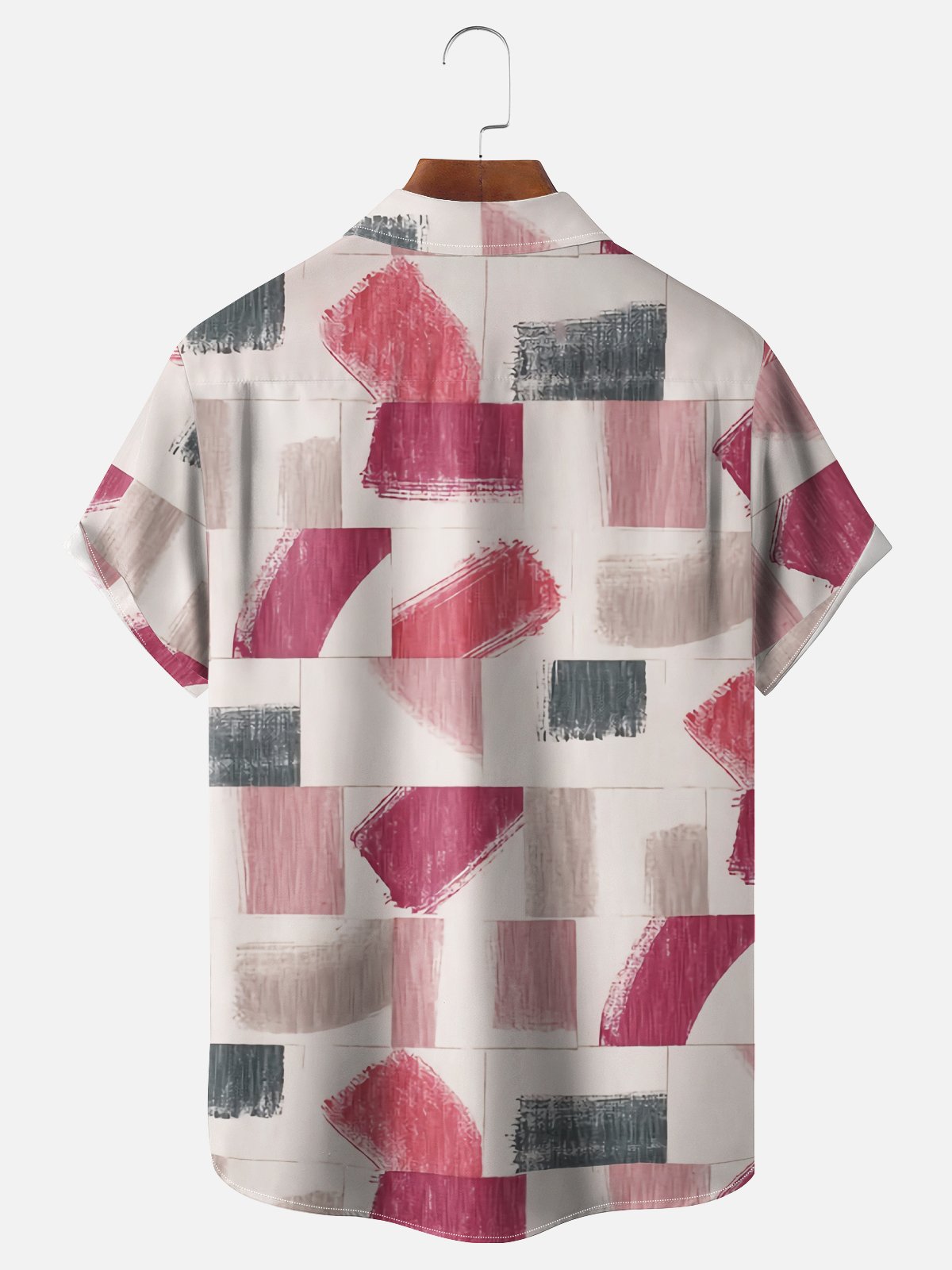 Moisture Wicking Geometric Abstract Painting Chest Pocket Hawaiian Shirt