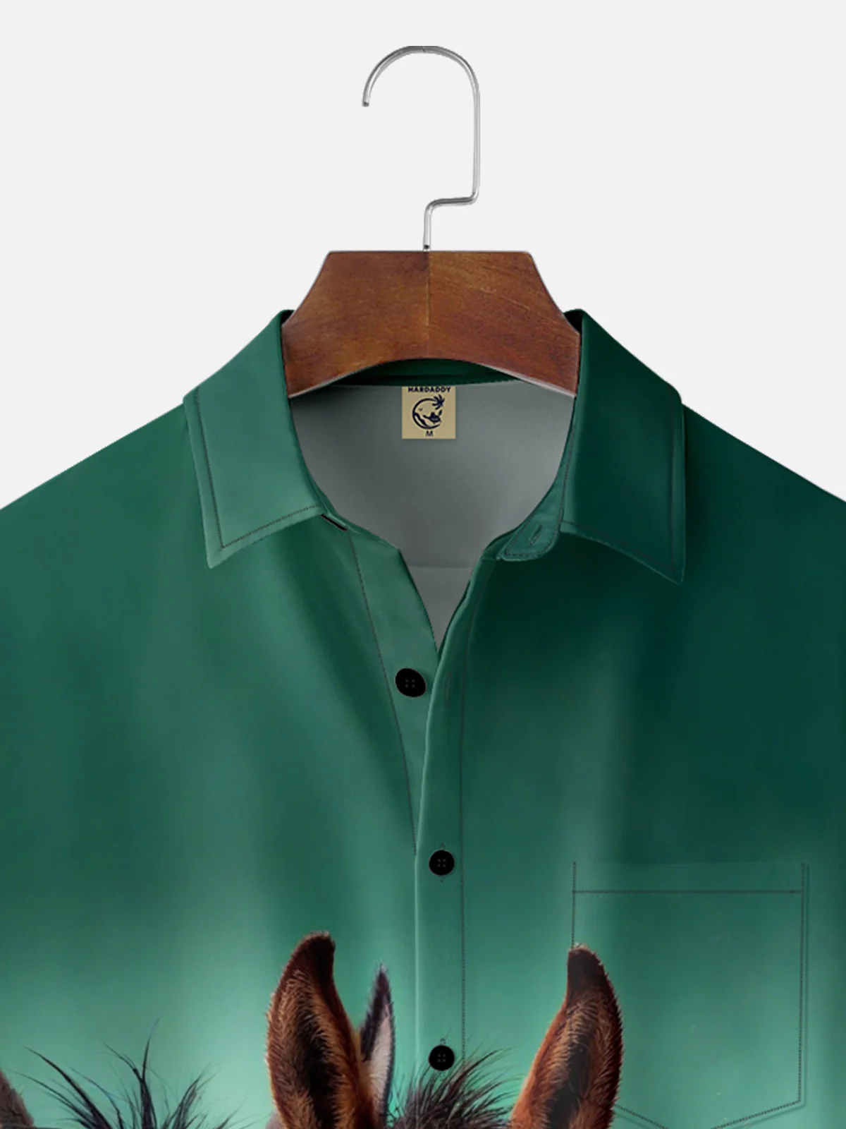 Moisture Wicking Funny Donkey Horse Sheep Chest Pocket Hawaiian Shirt