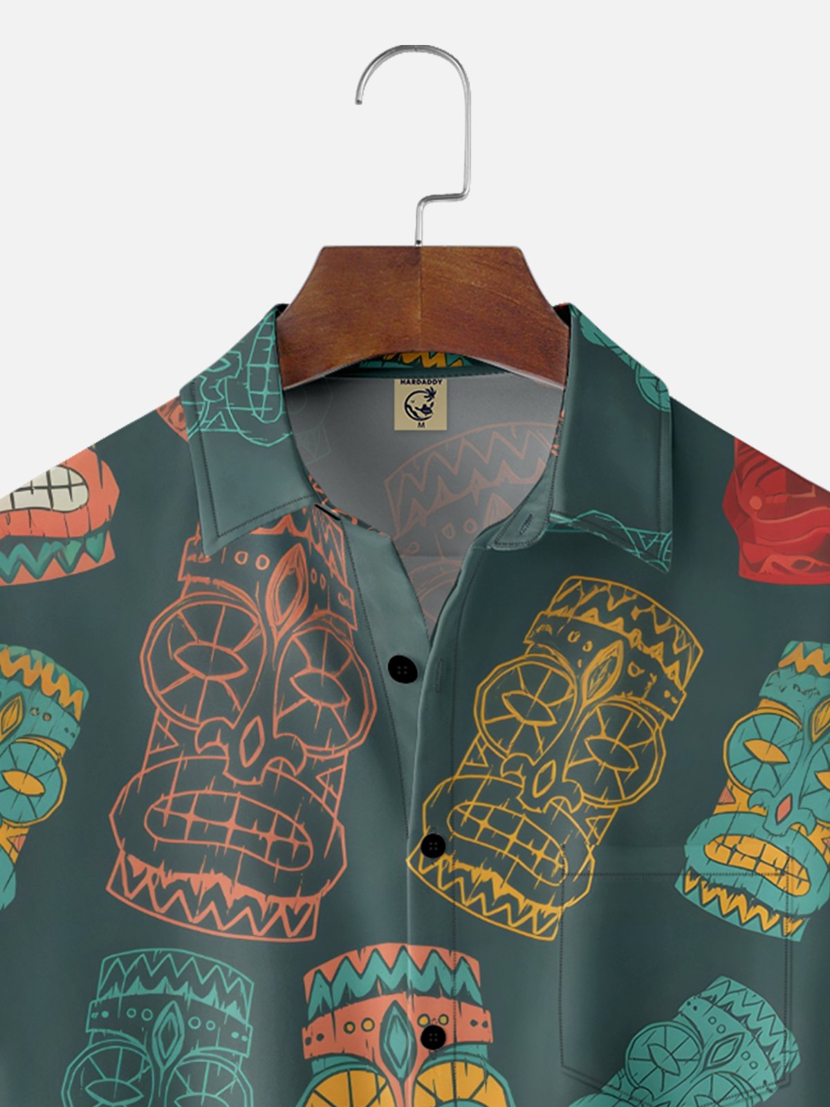 Moisture-wicking Tiki Chest Pocket Hawaiian Shirt