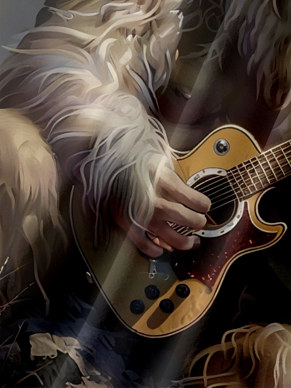 Moisture Wicking Guitar Bigfoot Chest Pocket Hawaiian Shirt