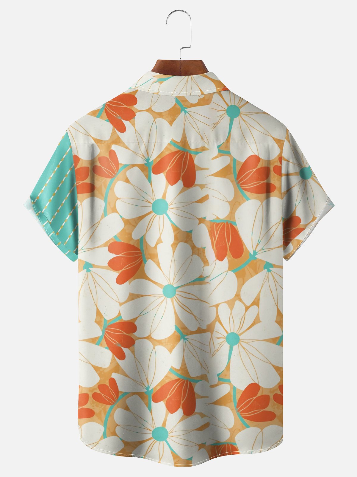 Moisture Wicking Tropical Flora Chest Pocket Hawaiian Shirt
