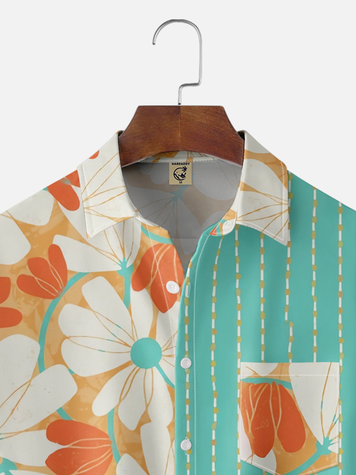 Moisture Wicking Tropical Flora Chest Pocket Hawaiian Shirt