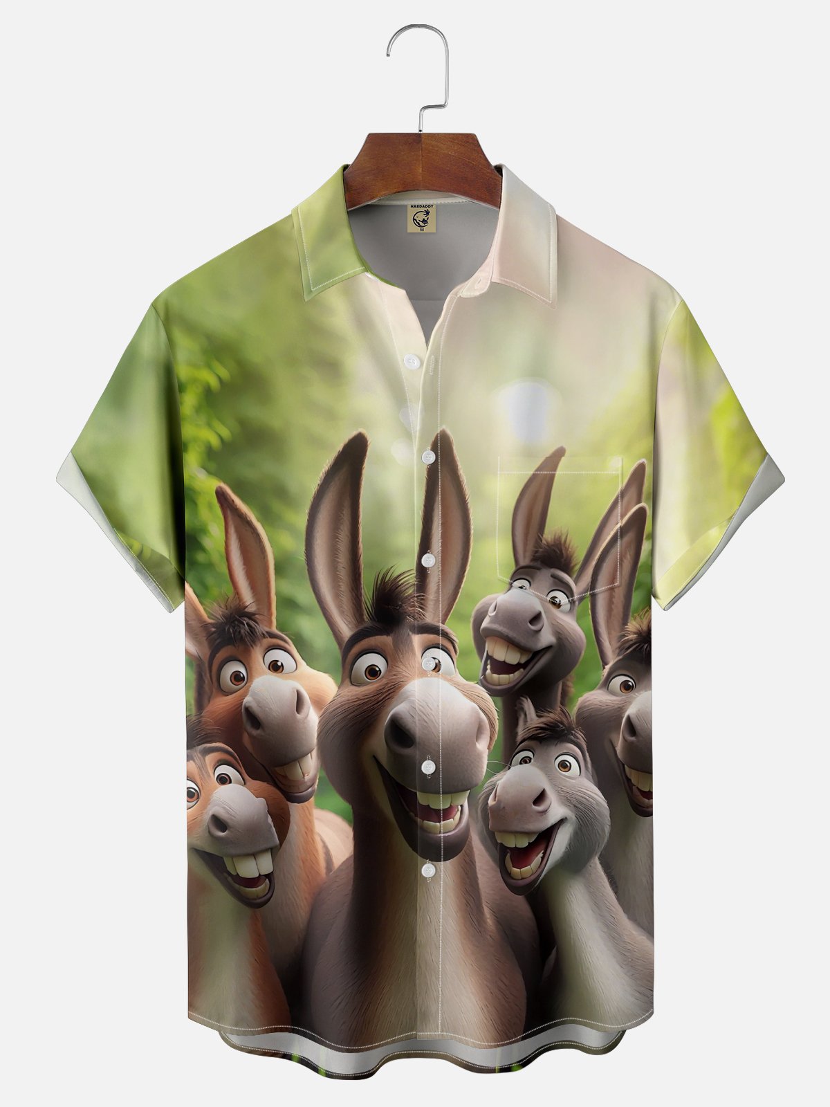 Moisture Wicking Funny Donkey Chest Pocket Hawaiian Shirt