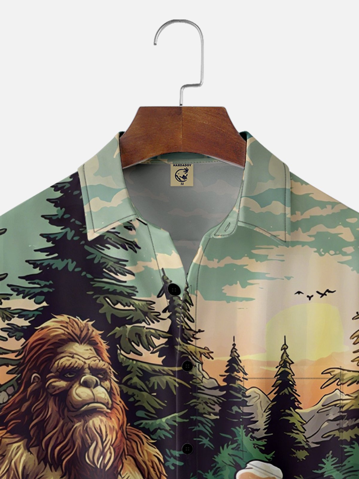 Moisture Wicking Camping Beer Bigfoot Chest Pocket Hawaiian Shirt