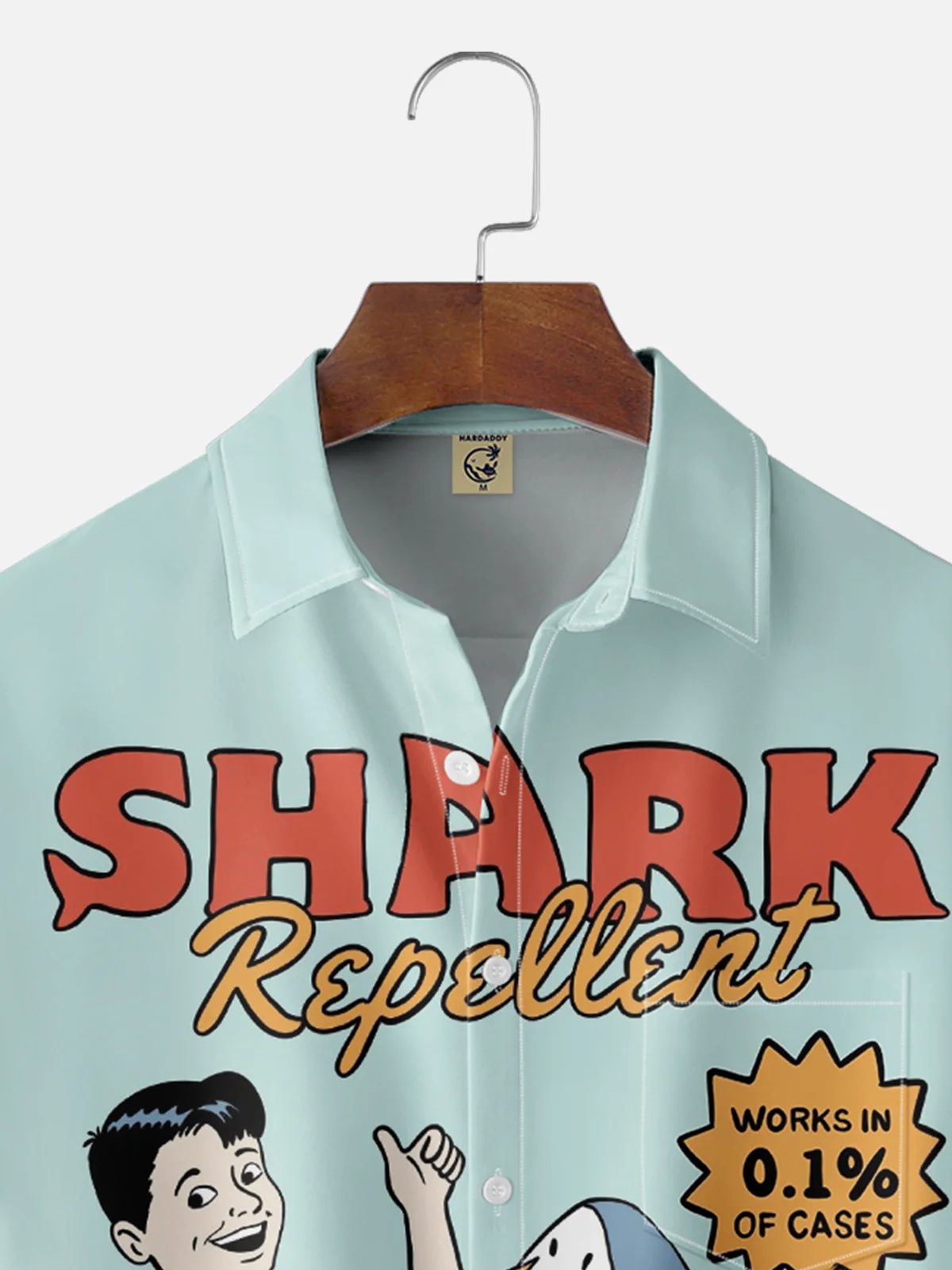 Hardaddy X Coffee Man Moisture-wicking Shark Repellent Chest Pocket Hawaiian Shirt