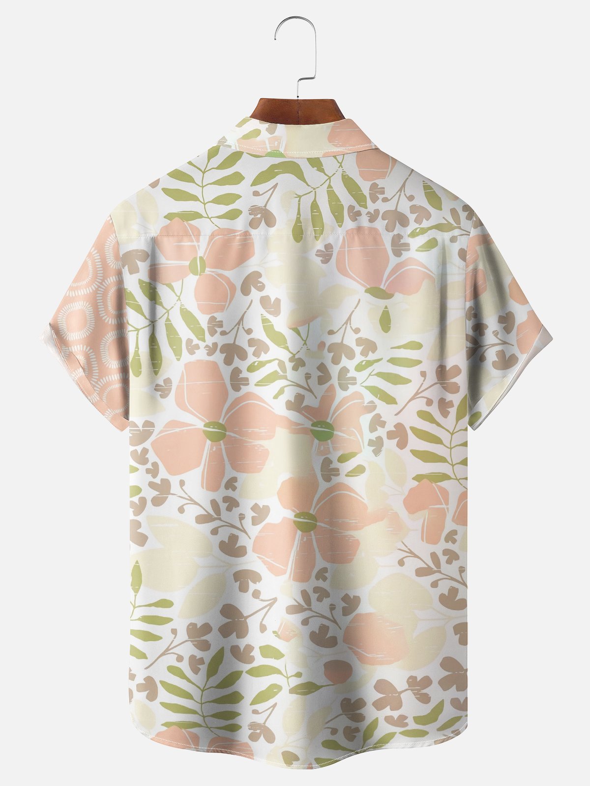 Moisture Wicking Tropical Floral Geometric Chest Pocket Hawaiian Shirt