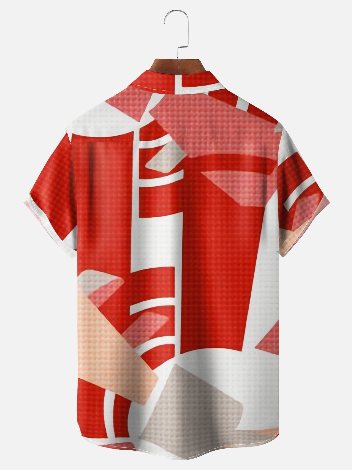 Moisture Wicking Geometric Color Block Chest Pocket Hawaiian Shirt