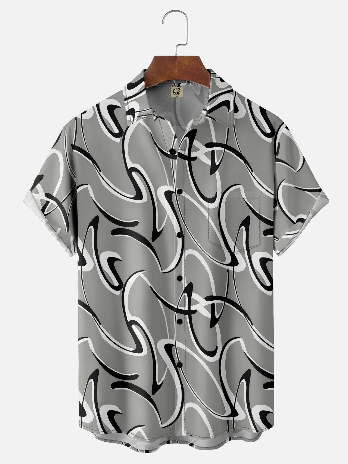 Moisture-wicking Artistic Abstract Chest Pocket Casual Shirt