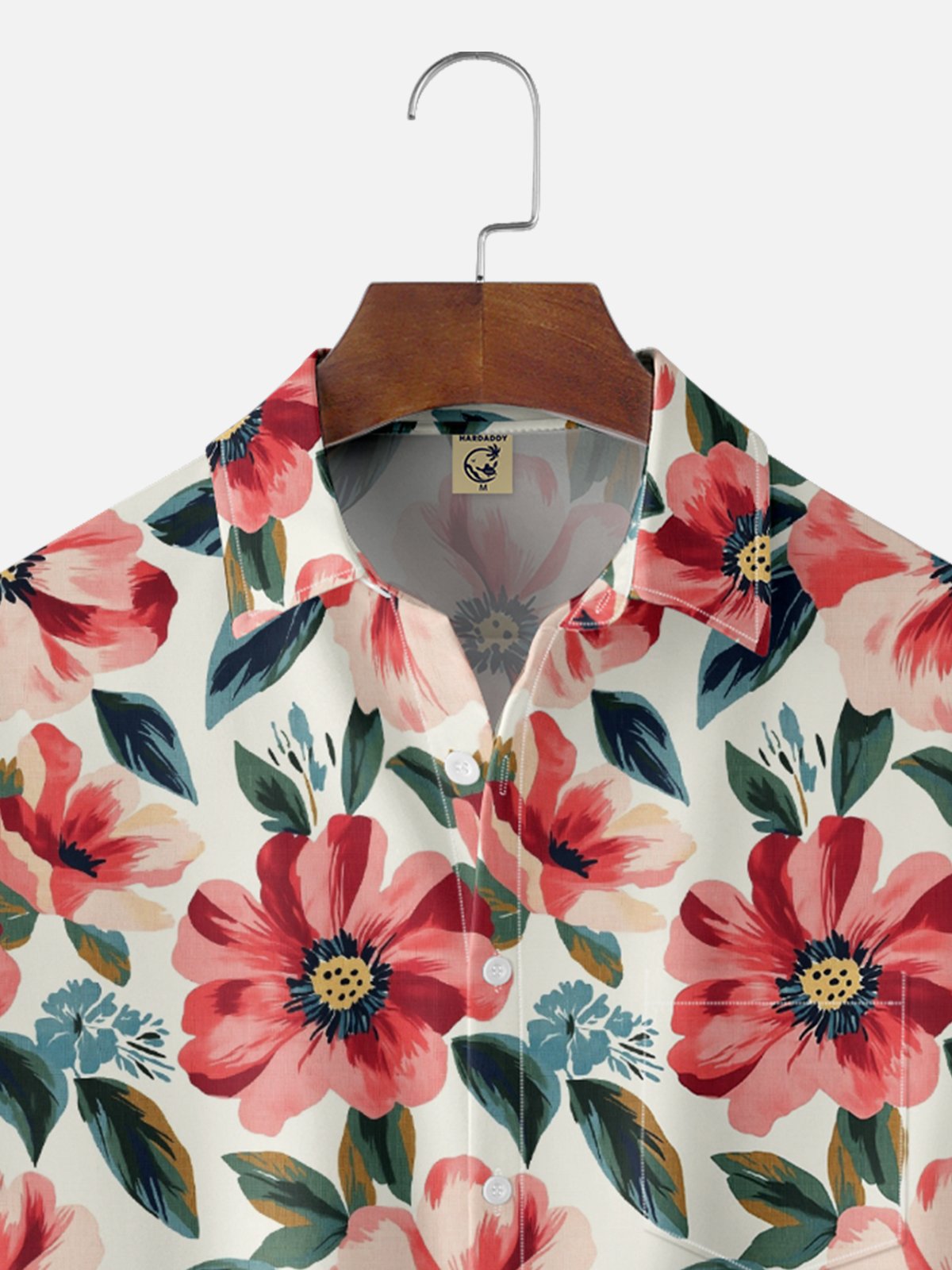 Moisture Wicking Tropical Flora Chest Pocket Hawaiian Shirt