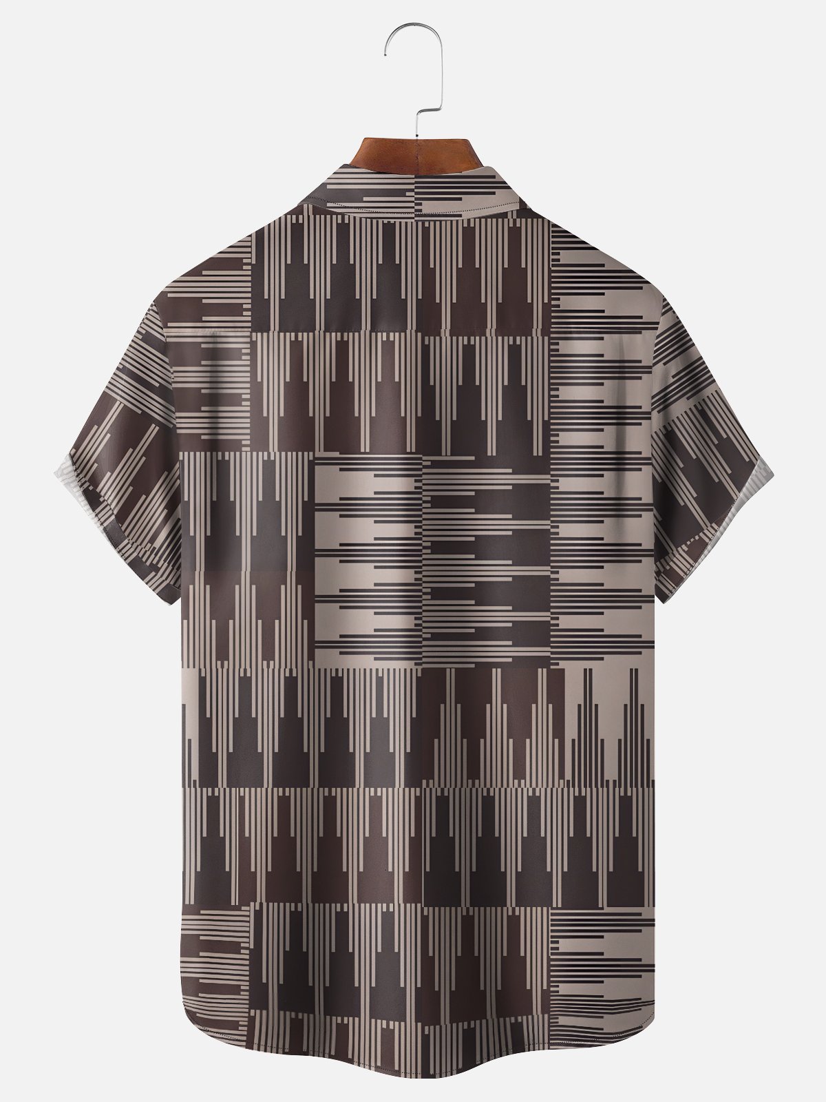Moisture-wicking Geometric Stripes Chest Pocket Casual Shirt