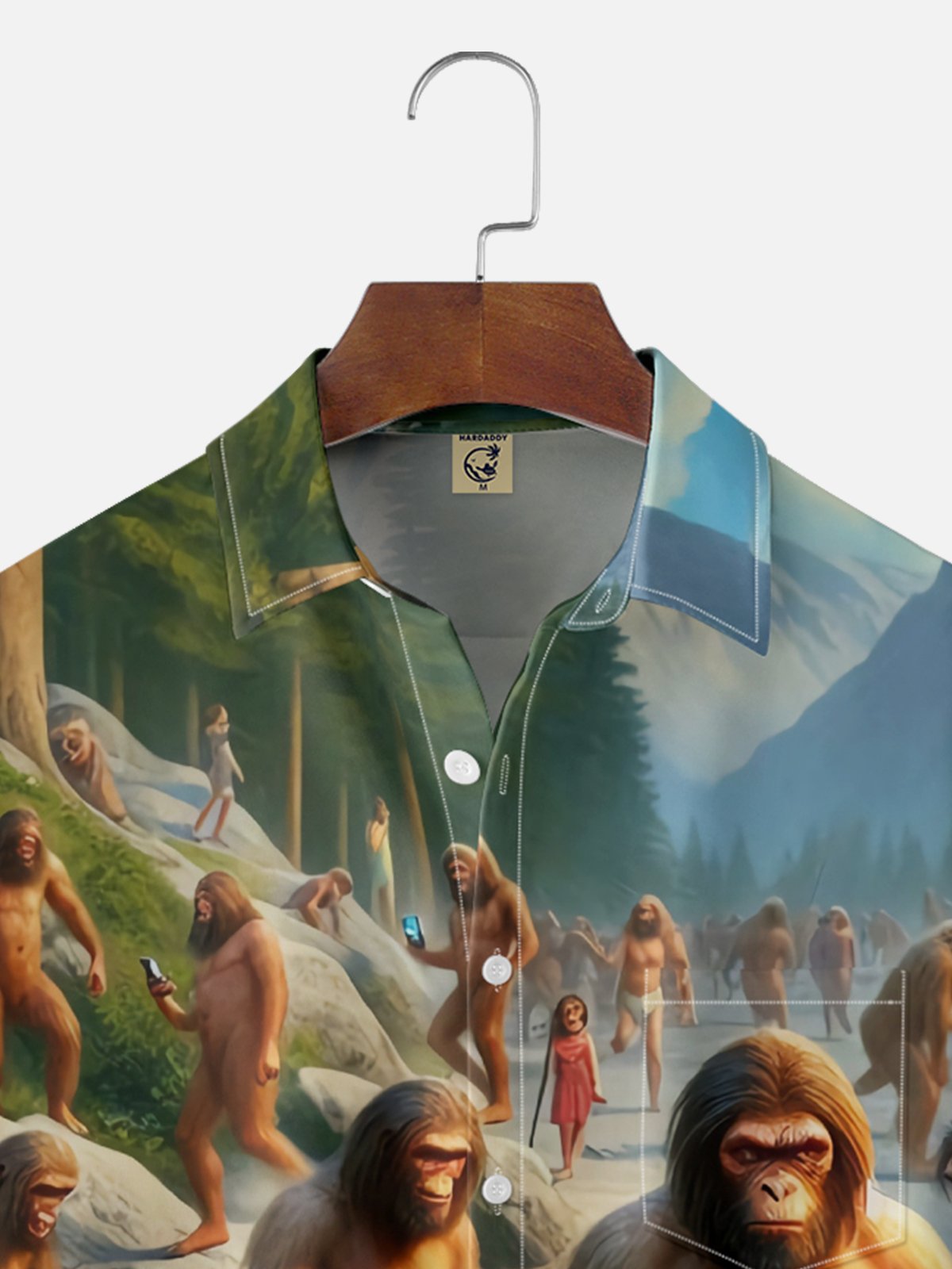 Moisture Wicking Bow Bigfoot Chest Pocket Hawaiian Shirt