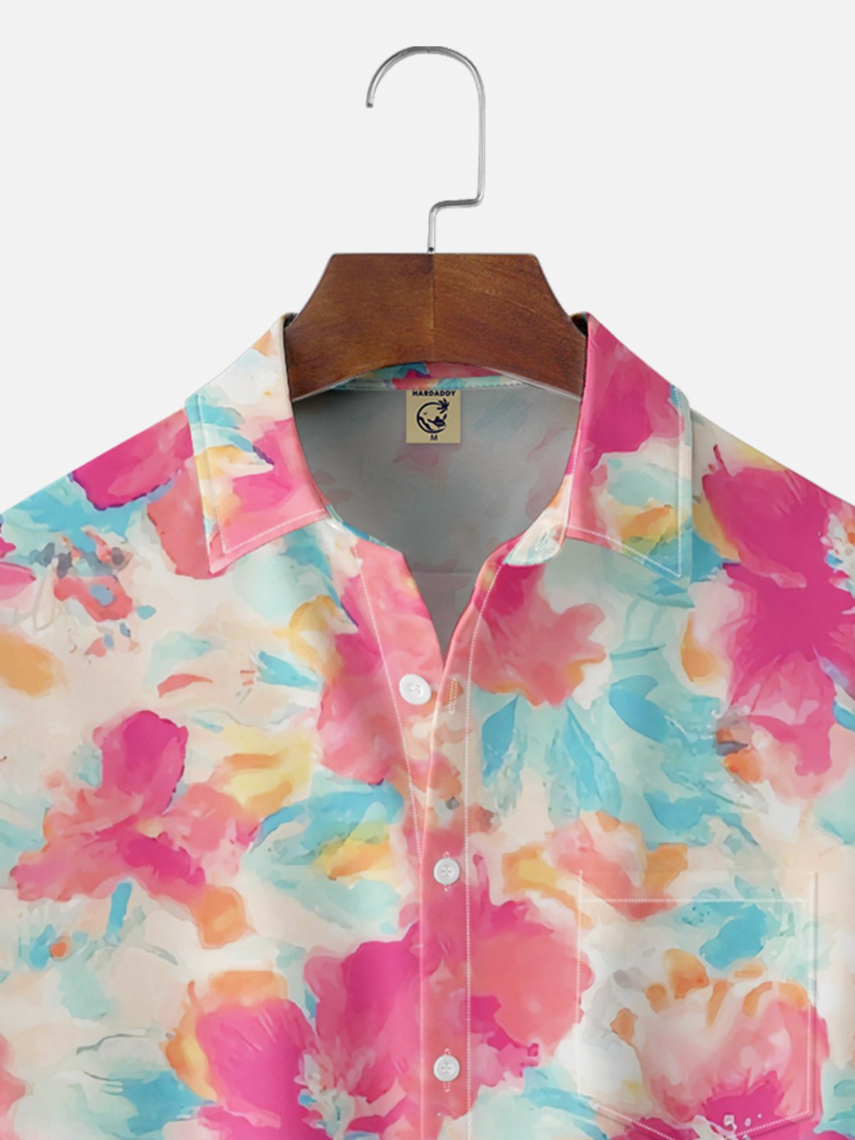 Moisture Wicking Tropical Greens Ombre Floral Chest Pocket Hawaiian Shirt