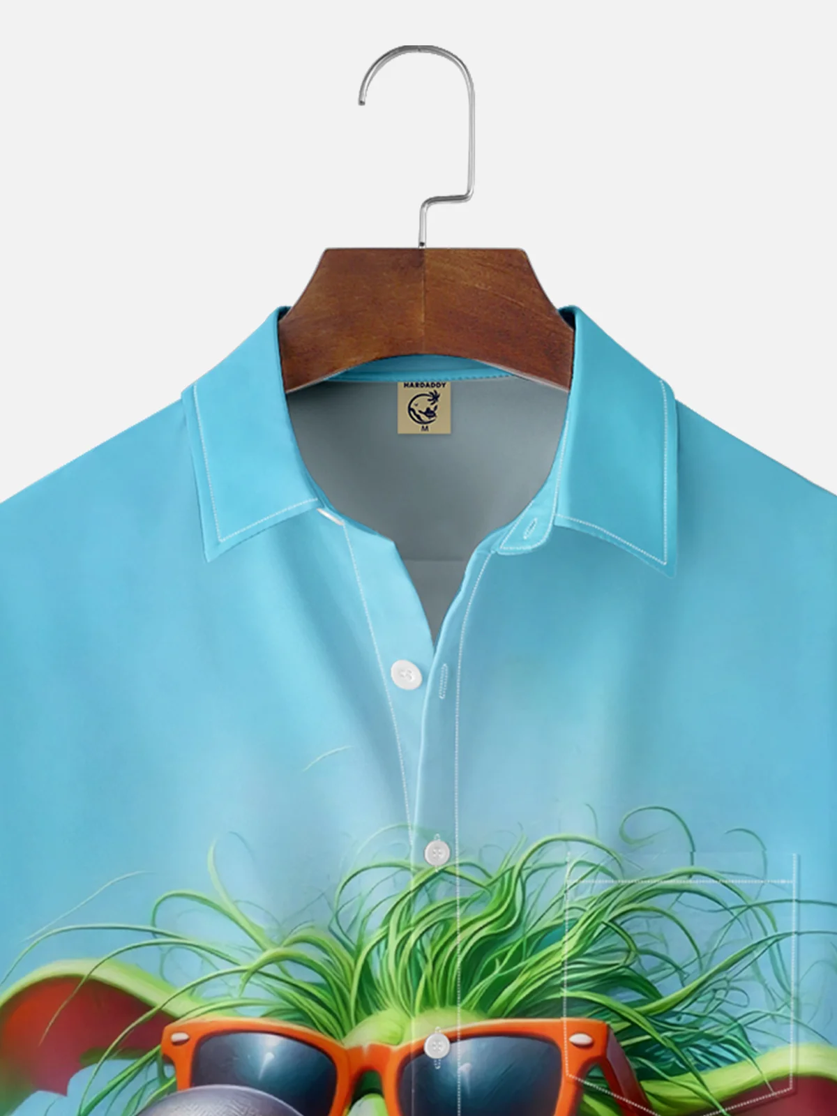 Moisture Wicking Seaside Fun Green Dog Chest Pocket Hawaiian Shirt