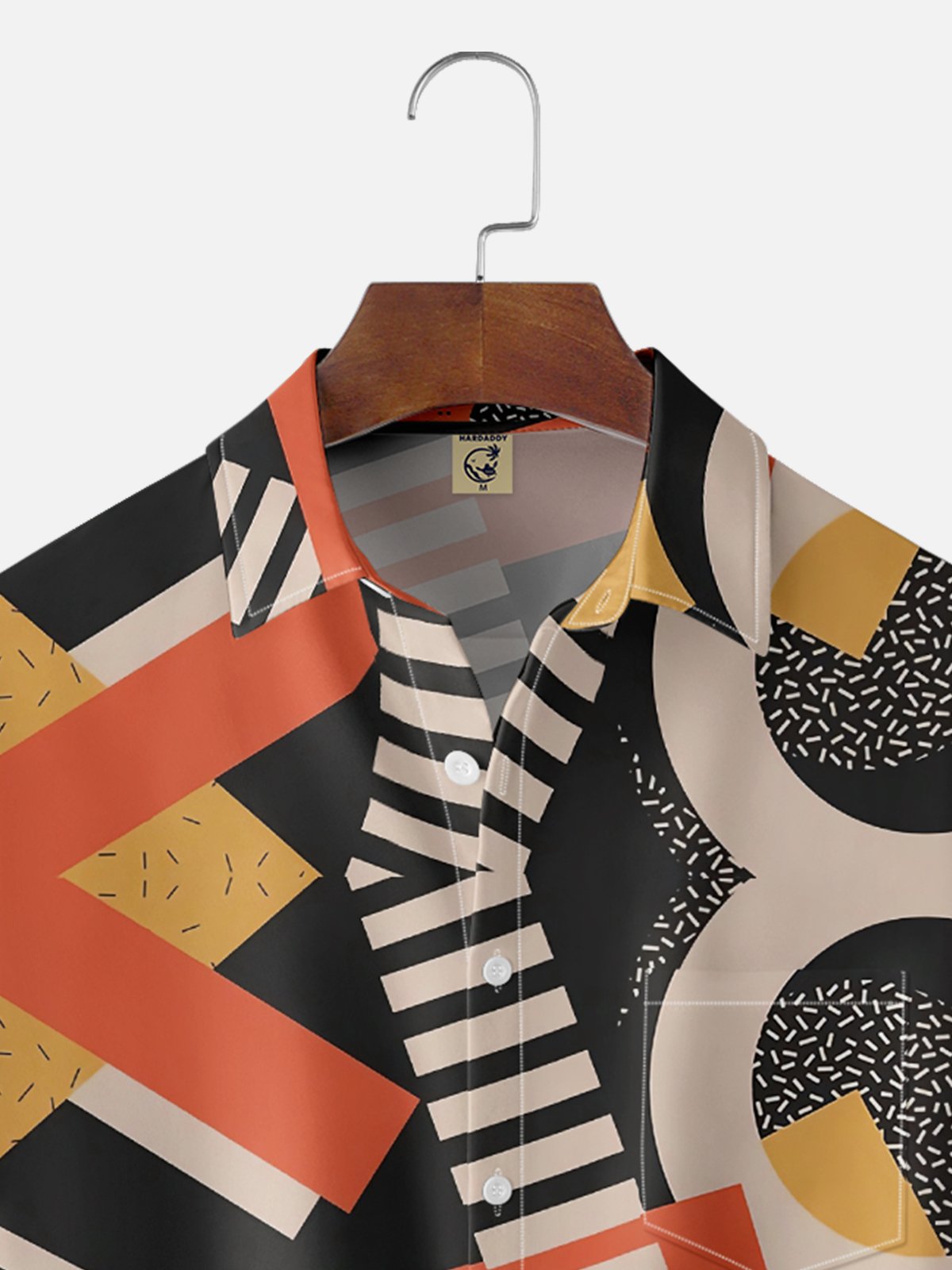 Moisture Wicking Geometric Color Block Chest Pocket Hawaiian Shirt